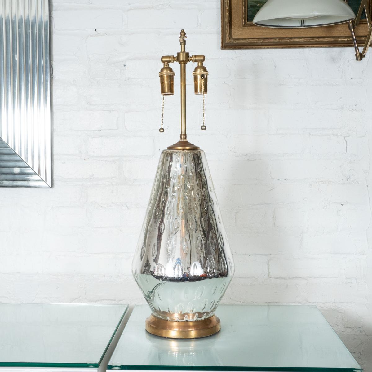 Mid-Century Modern Conical Mercury Glass Lamp For Sale