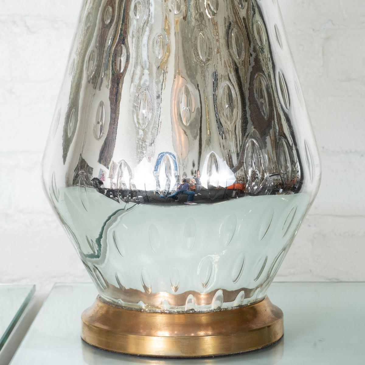 Conical Mercury Glass Lamp In Good Condition For Sale In Tarrytown, NY