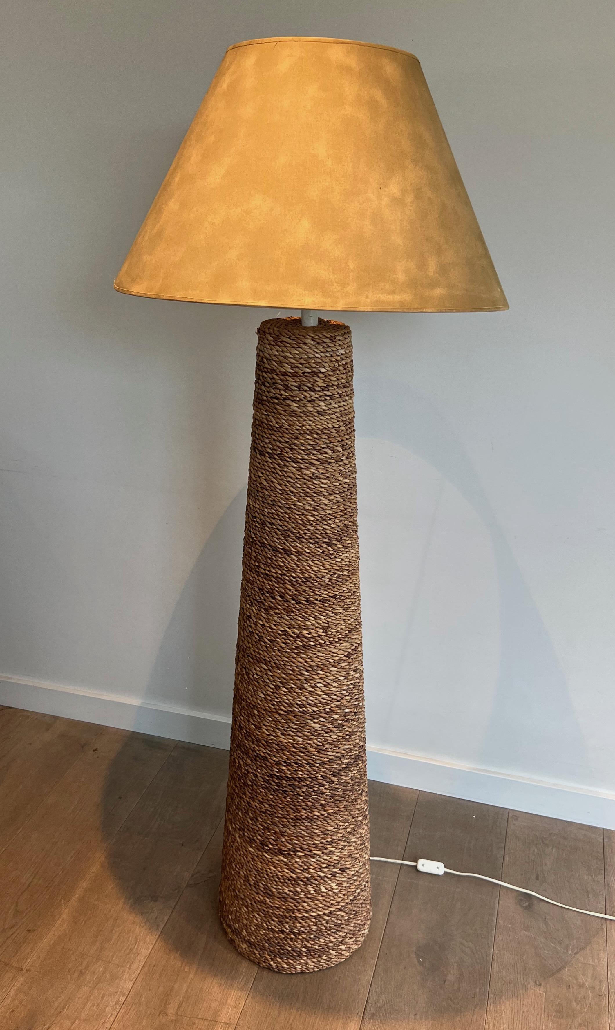 French Conical rope Floor Lamp in the style of Audoux Minet For Sale