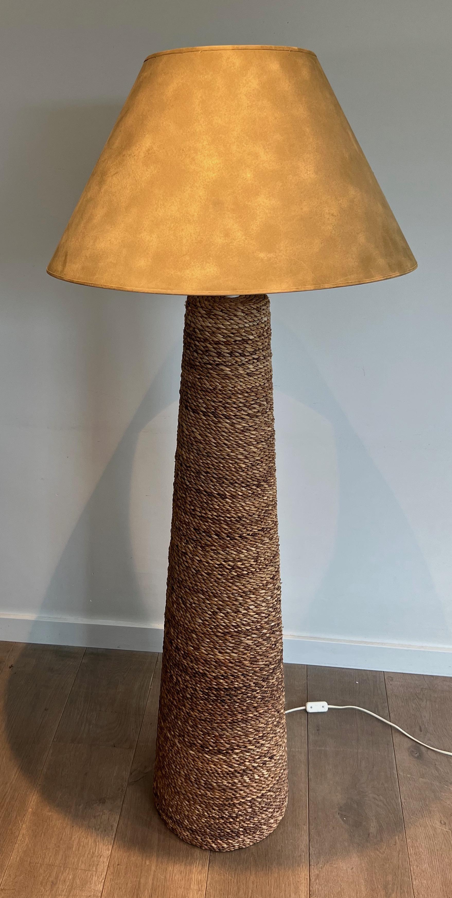 Mid-20th Century Conical rope Floor Lamp in the style of Audoux Minet For Sale