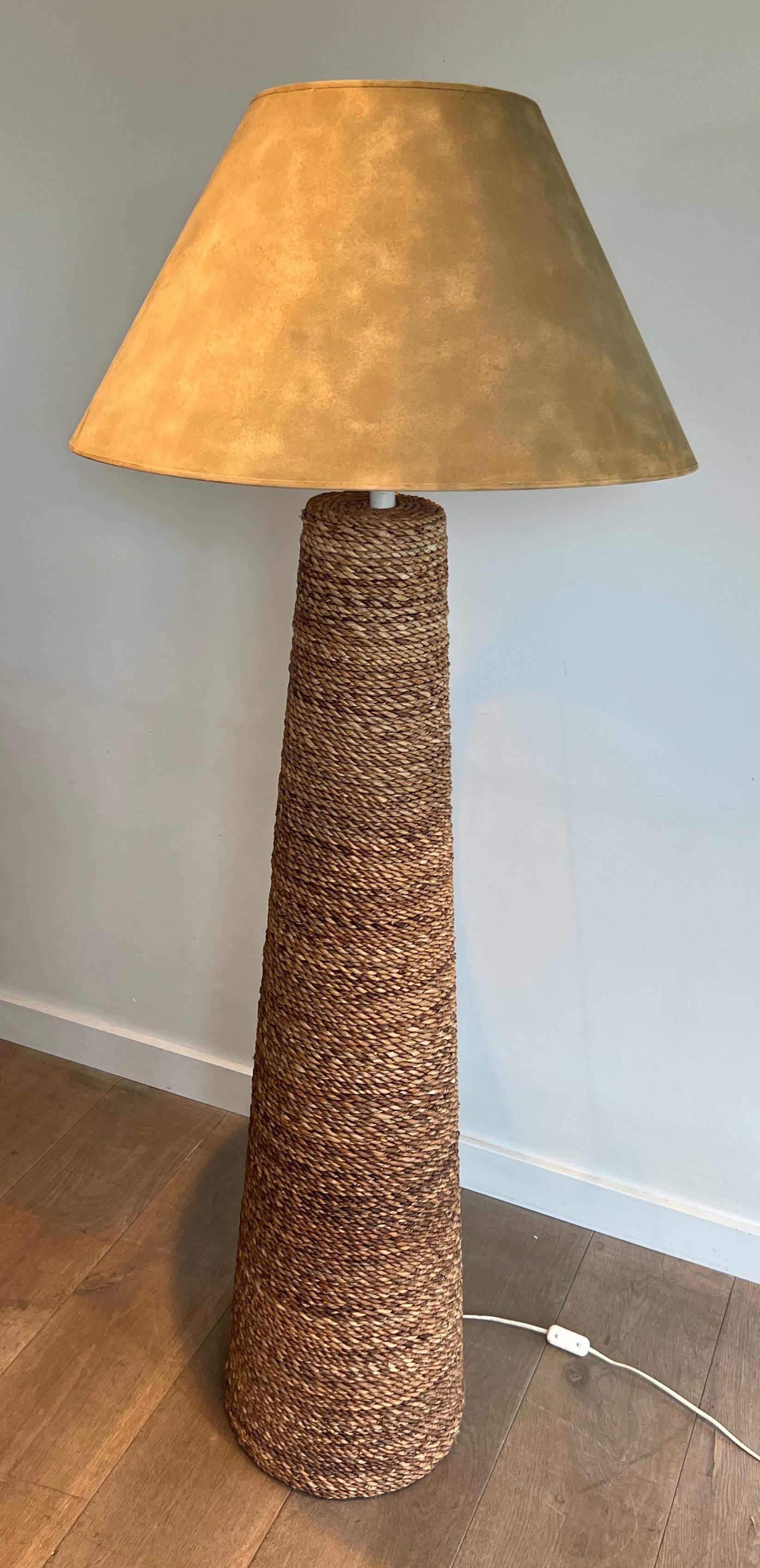 Rope Conical rope Floor Lamp in the style of Audoux Minet For Sale