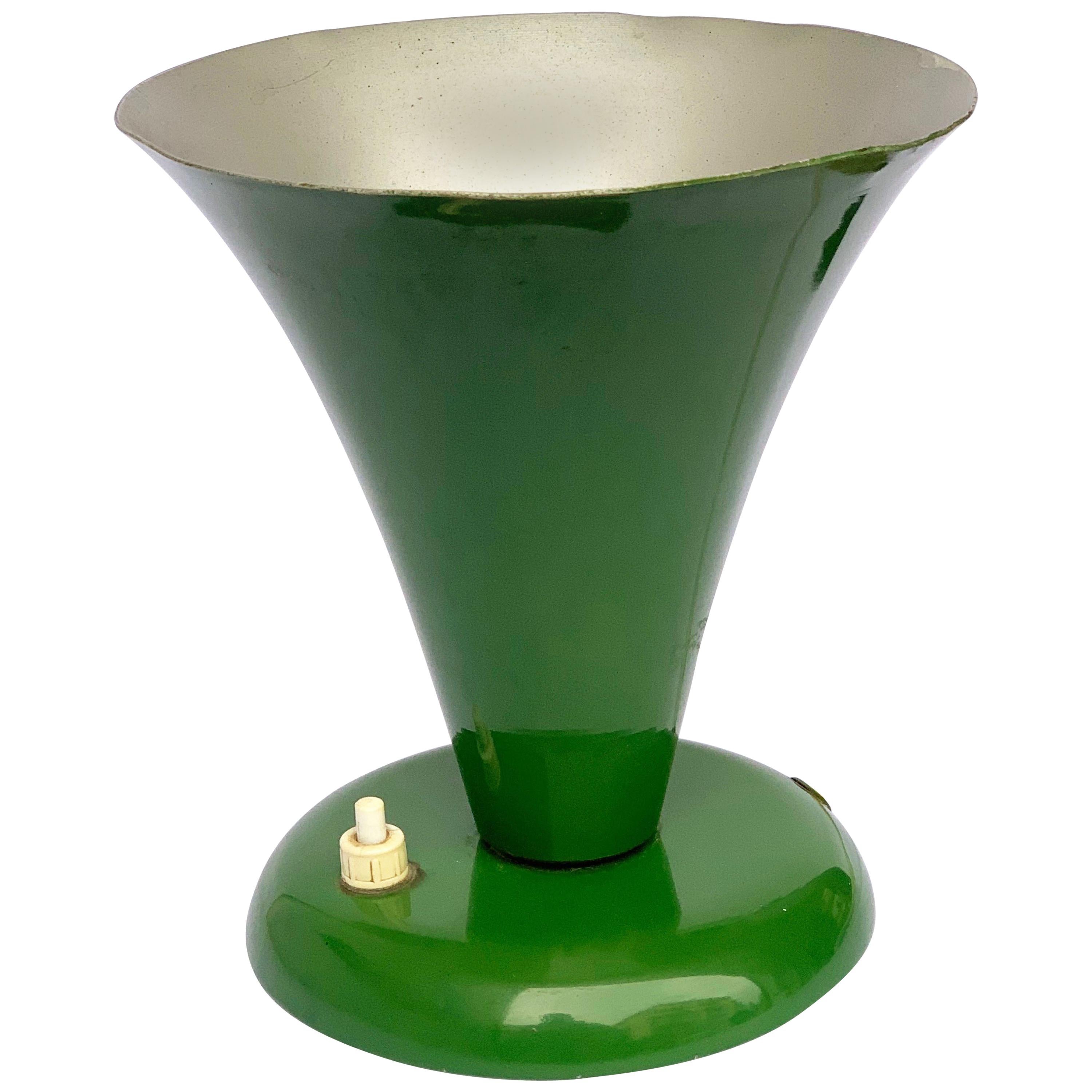 Conical Table Lamp in Green Lacquered Metal, Italy, 1950s