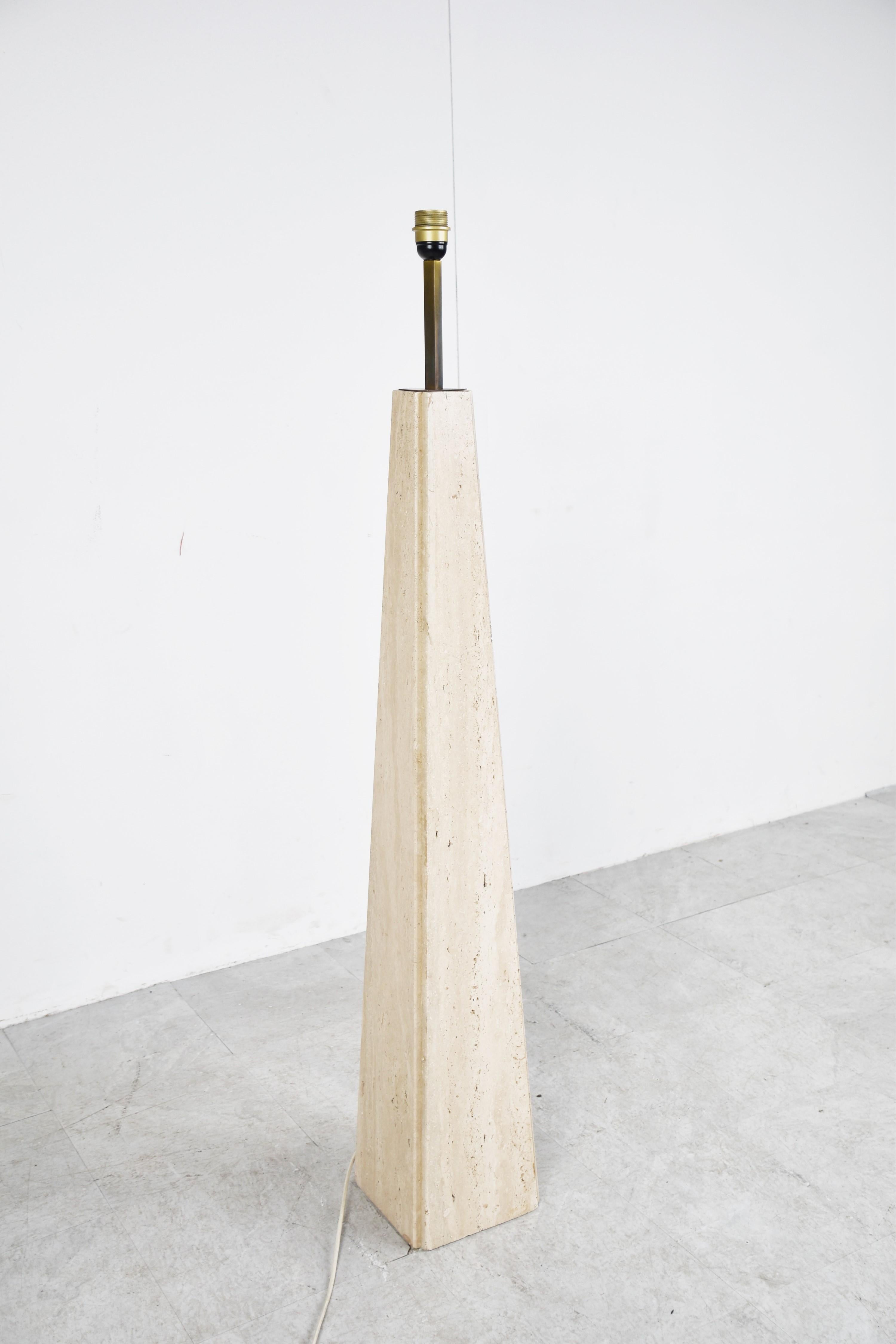 Belgian Conical Travertine and Brass Floor Lamp, 1970s by Camille Breesch