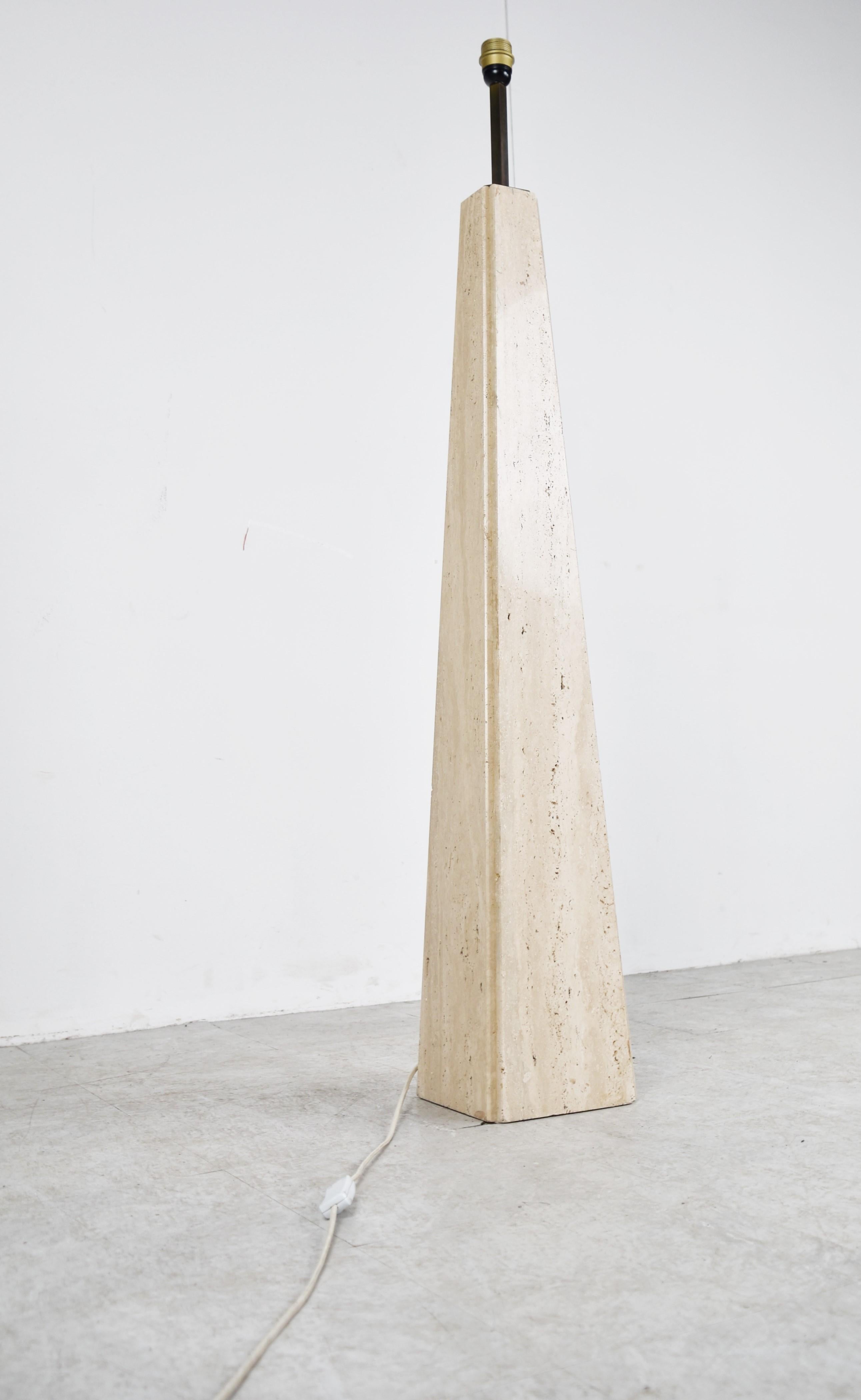 Conical Travertine and Brass Floor Lamp, 1970s by Camille Breesch In Good Condition In Leuven, Vlaams Gewest