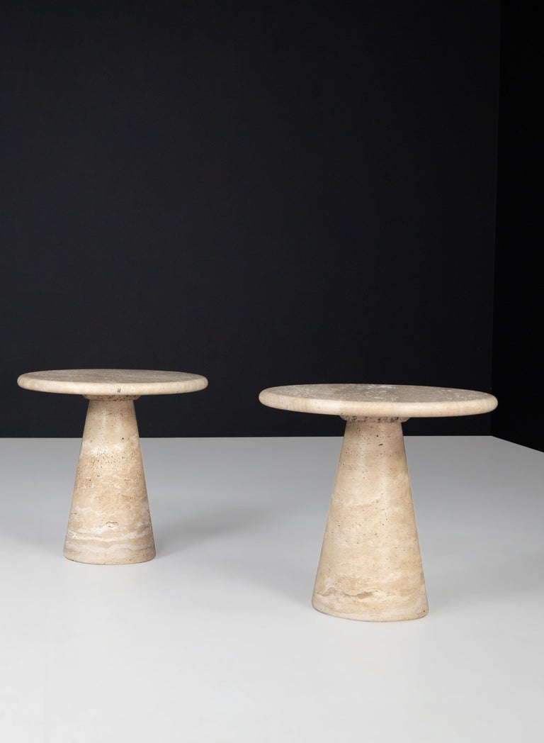 Mid-Century Modern Conical Travertine Side Table, Italy, the 1980s   For Sale