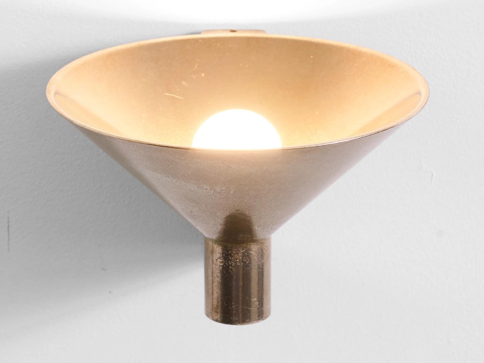 Blackened Bronze Conical Up Wall Light by Henry Wilson For Sale 1