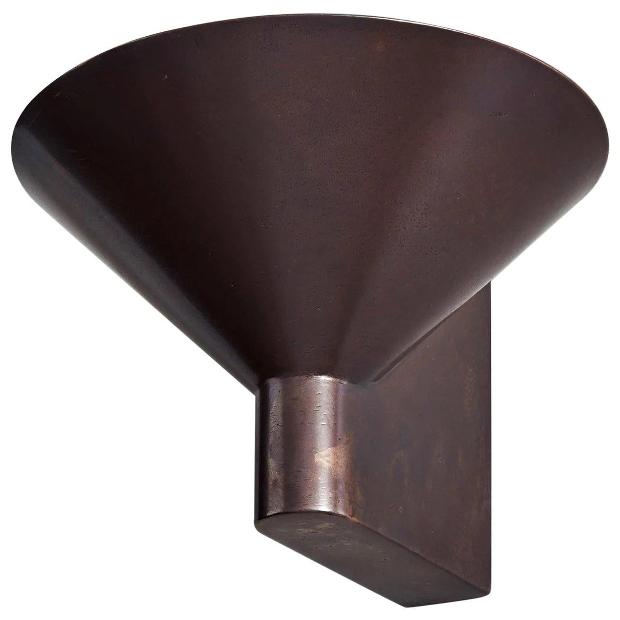 Blackened Bronze Conical Up Wall Light by Henry Wilson