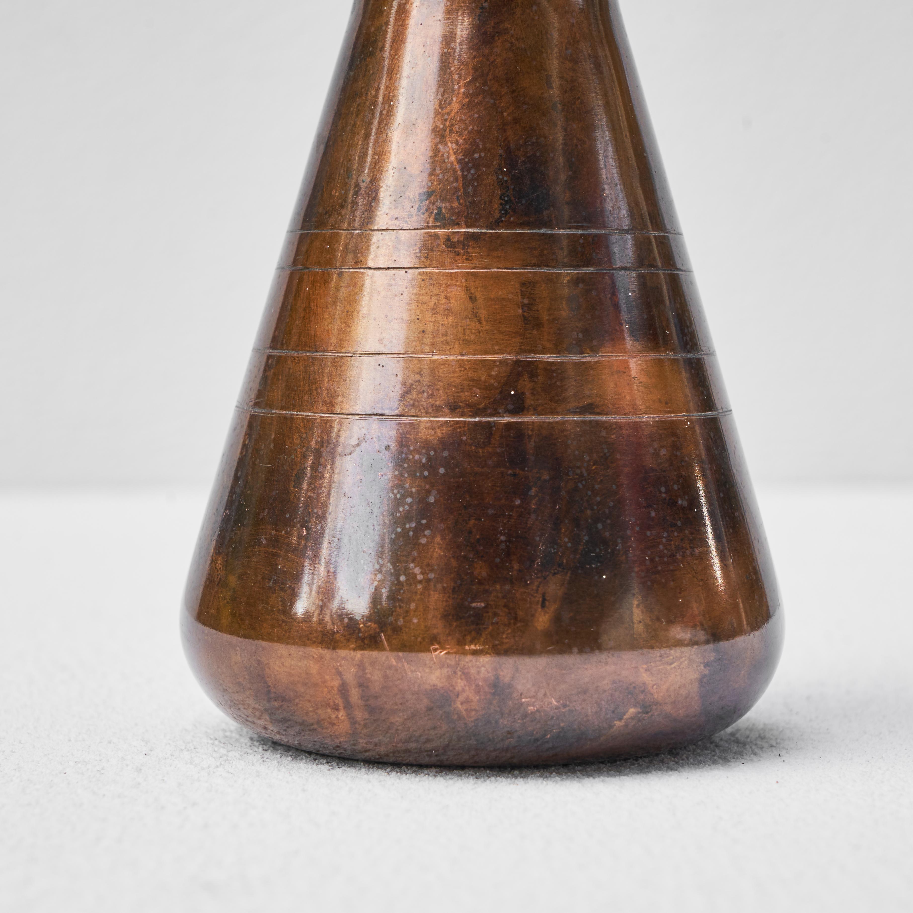 Mid-Century Modern Conical Vase in Patinated Copper, 1950 For Sale