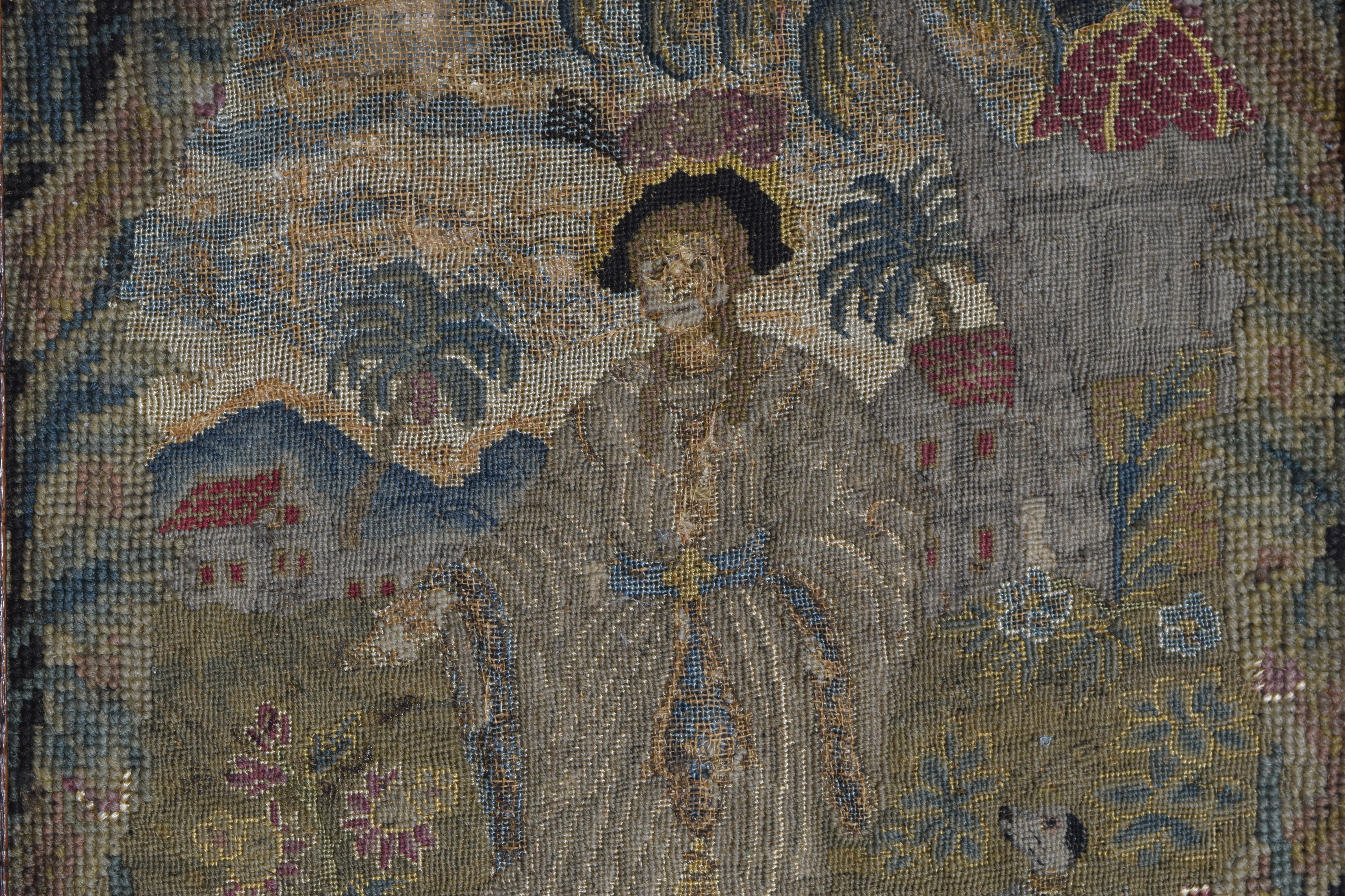 European Conintental Frame Tapestry Fragement, Early 18th Century