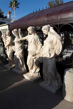 Conjunto de cuatro esculturas clásicas de las Cuatro Estaciones en mármol tallad