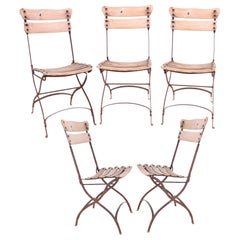 Conjunto De Sillas Francesas Para Jardin De Los Años 1950 De Madera E Hierro