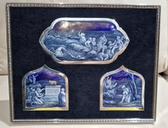 Conjunto de tres placas esmaltadas de Limoges, siglo XVII