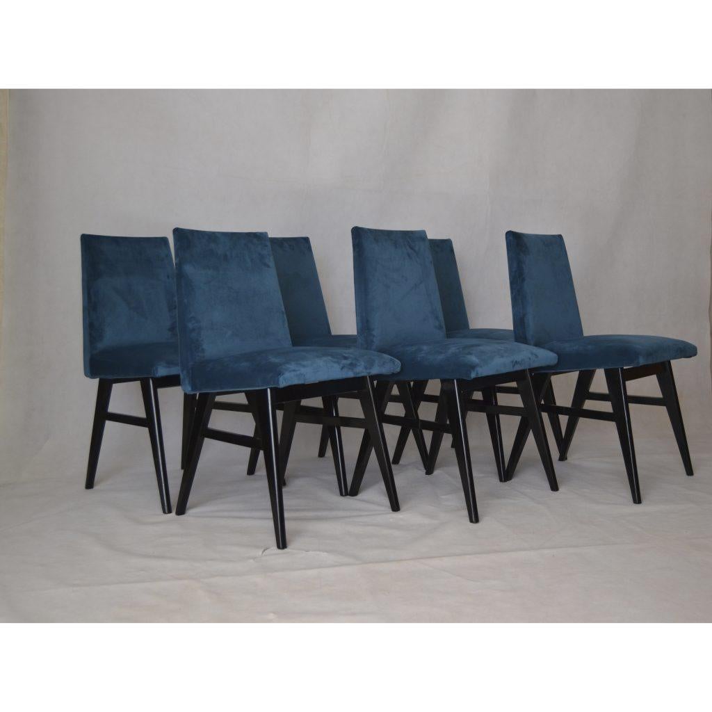 Ebonized Conjunto seis sillas FRANCIA años 60 For Sale