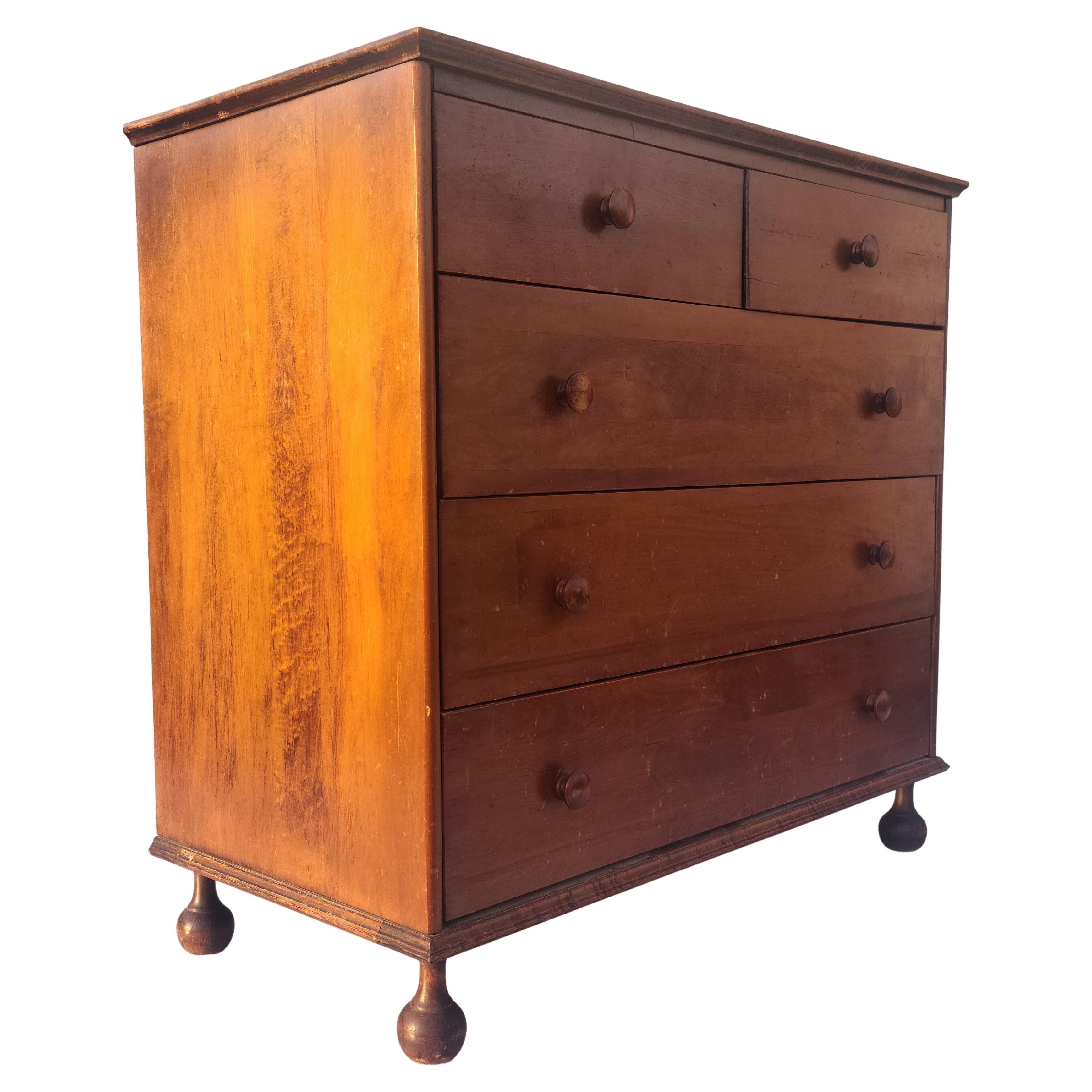 Maple Conant Ball Revival 5 Drawer Low Chest Nice Legs