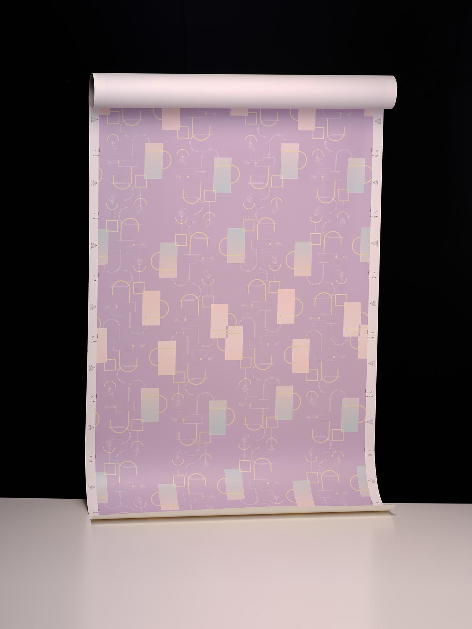 Connect Art Deco Inspired Ombre Wallpaper In New Condition For Sale In Hawthorne, CA