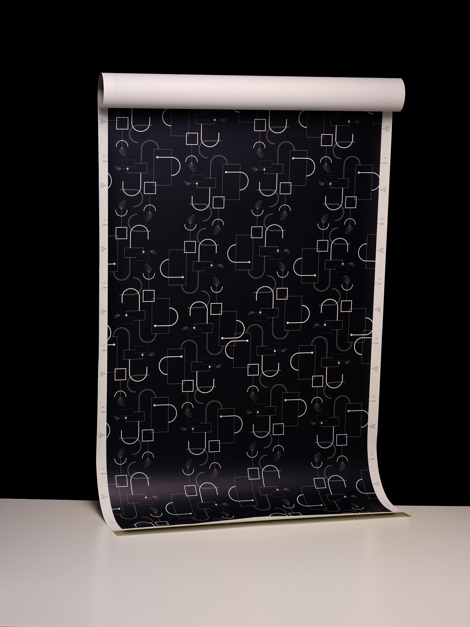 Contemporary Connect Art Deco Inspired Ombre Wallpaper For Sale
