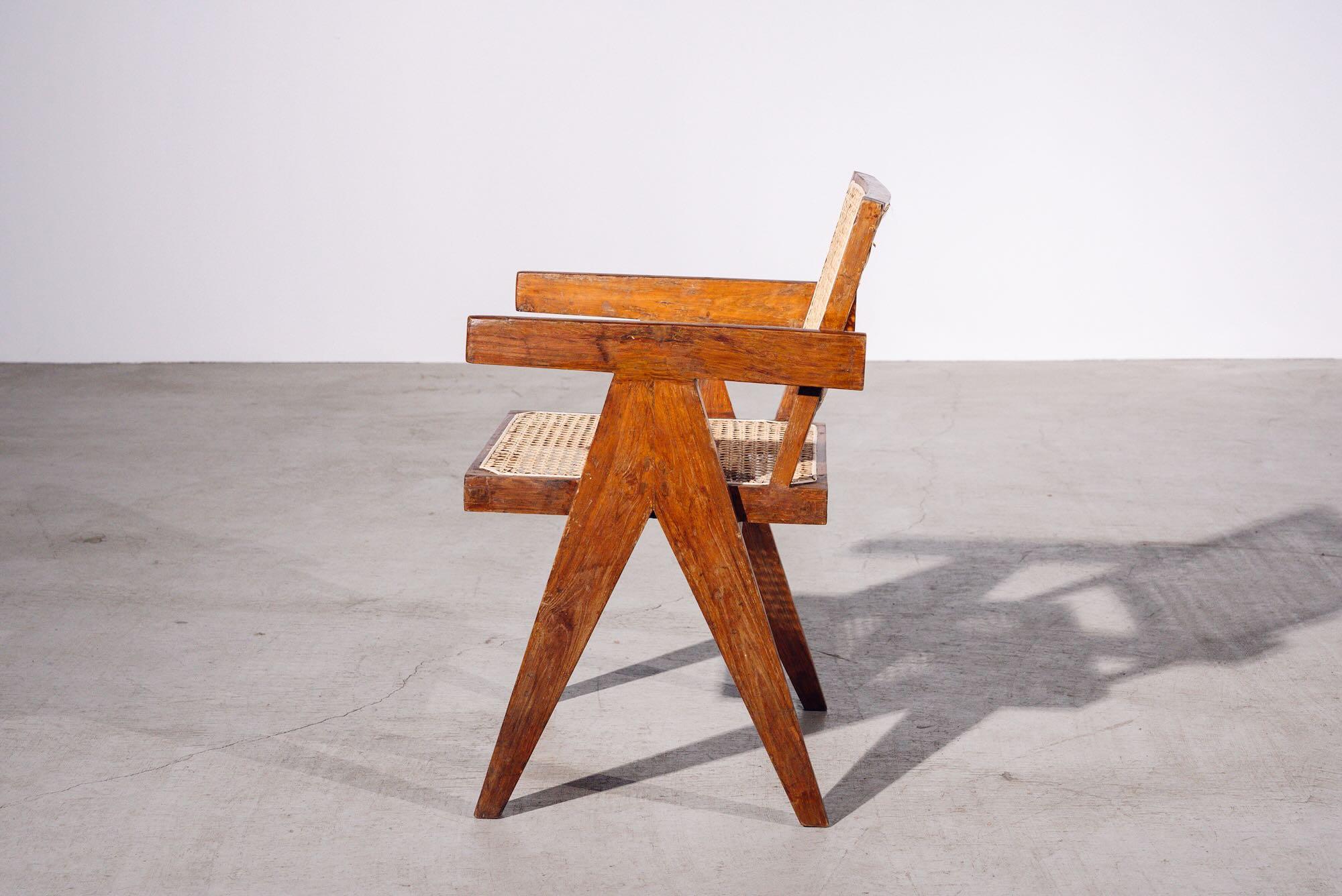 Mid-Century Modern Connect Back Chair by Pierre Jeanneret for Chandigarh, India, Circa 1955-56 For Sale