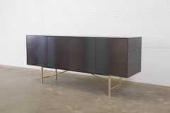 Connect Credenza Cabinet or Sideboard Customizable in Steel and Polished Bronze