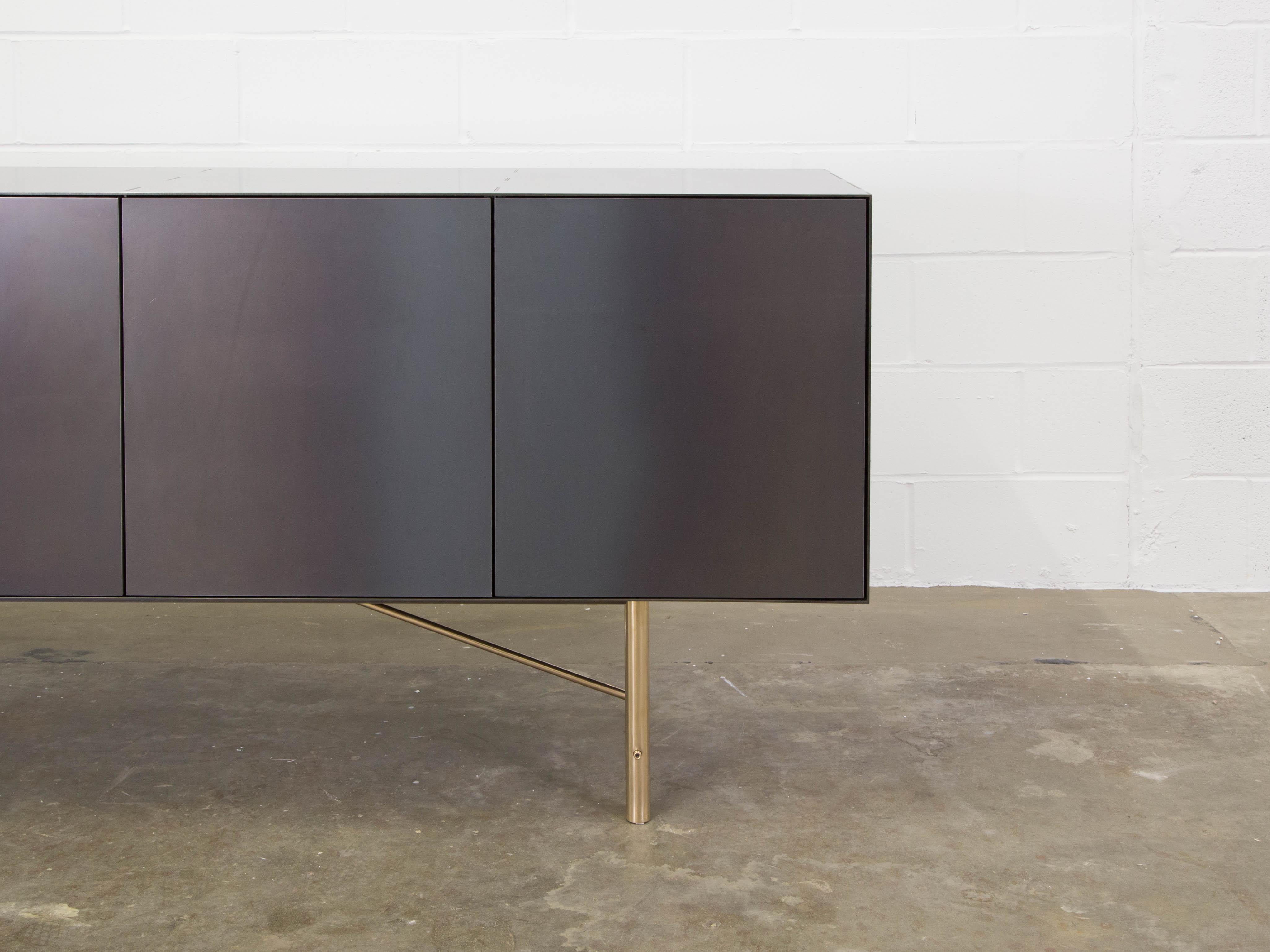 Canadian Steel and Bronze Credenza Cabinet Customizable  For Sale