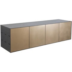 Connect Credenza Floating Console Customizable in Steel and Satin Bronze