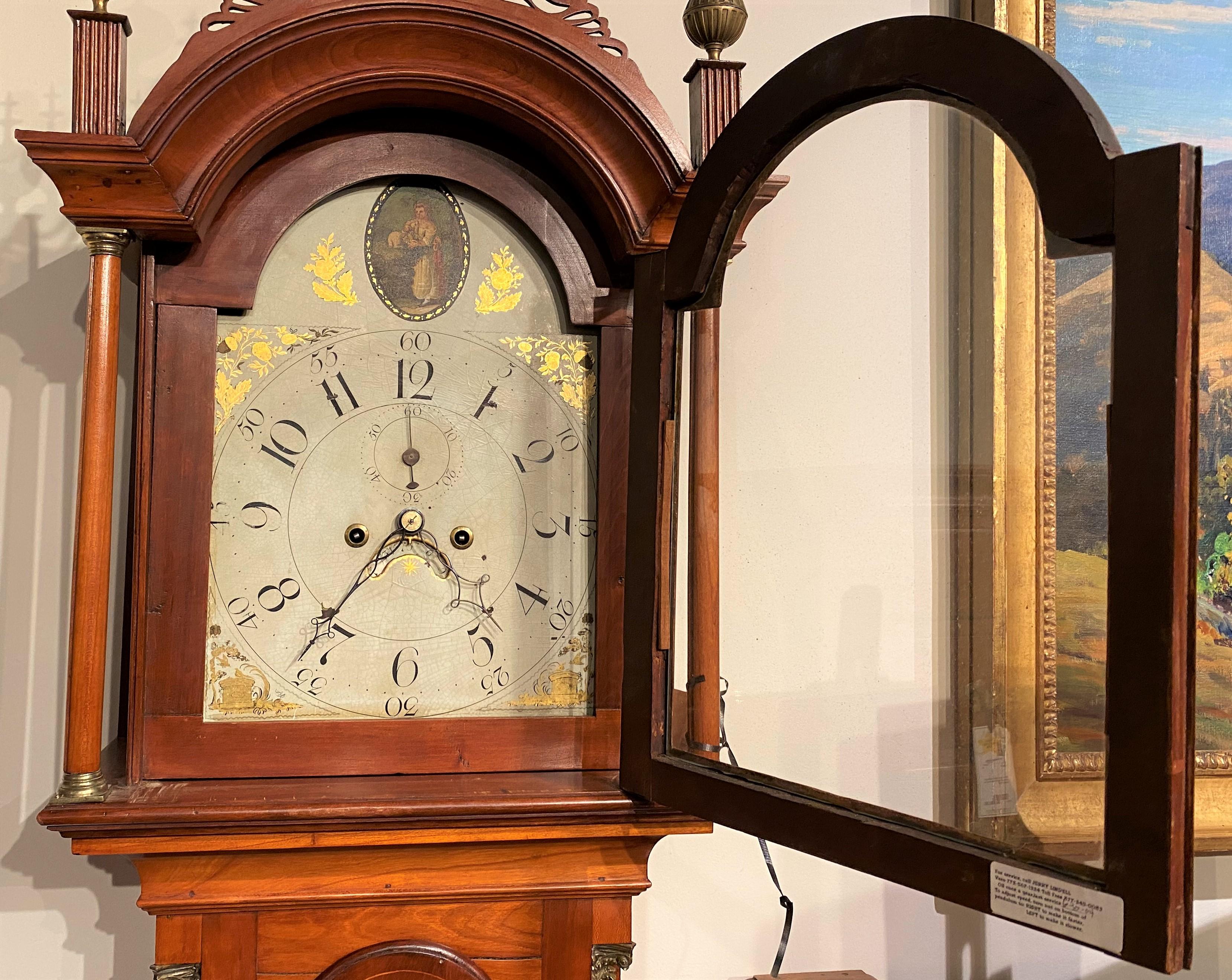 Connecticut Cherry Wood Tall Case Clock, with Chase-Plummer Family Provenance 12