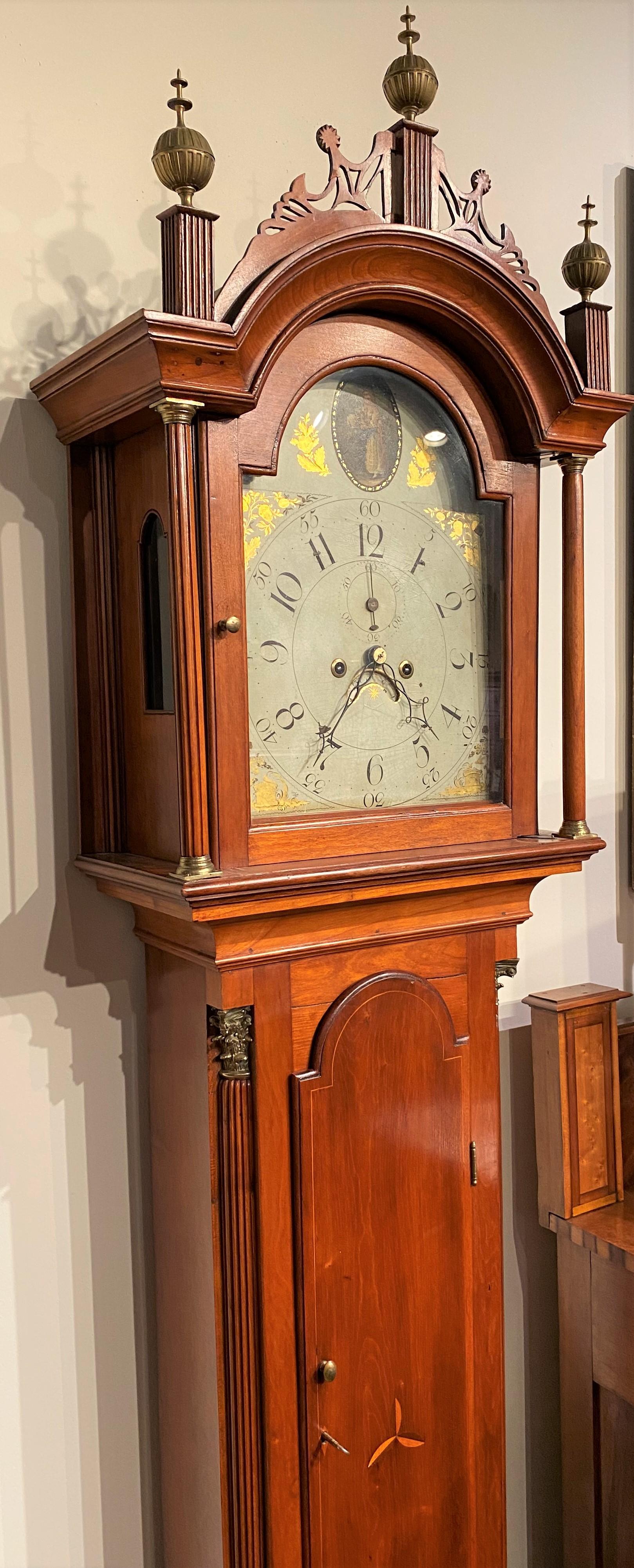 19th Century Connecticut Cherry Wood Tall Case Clock, with Chase-Plummer Family Provenance