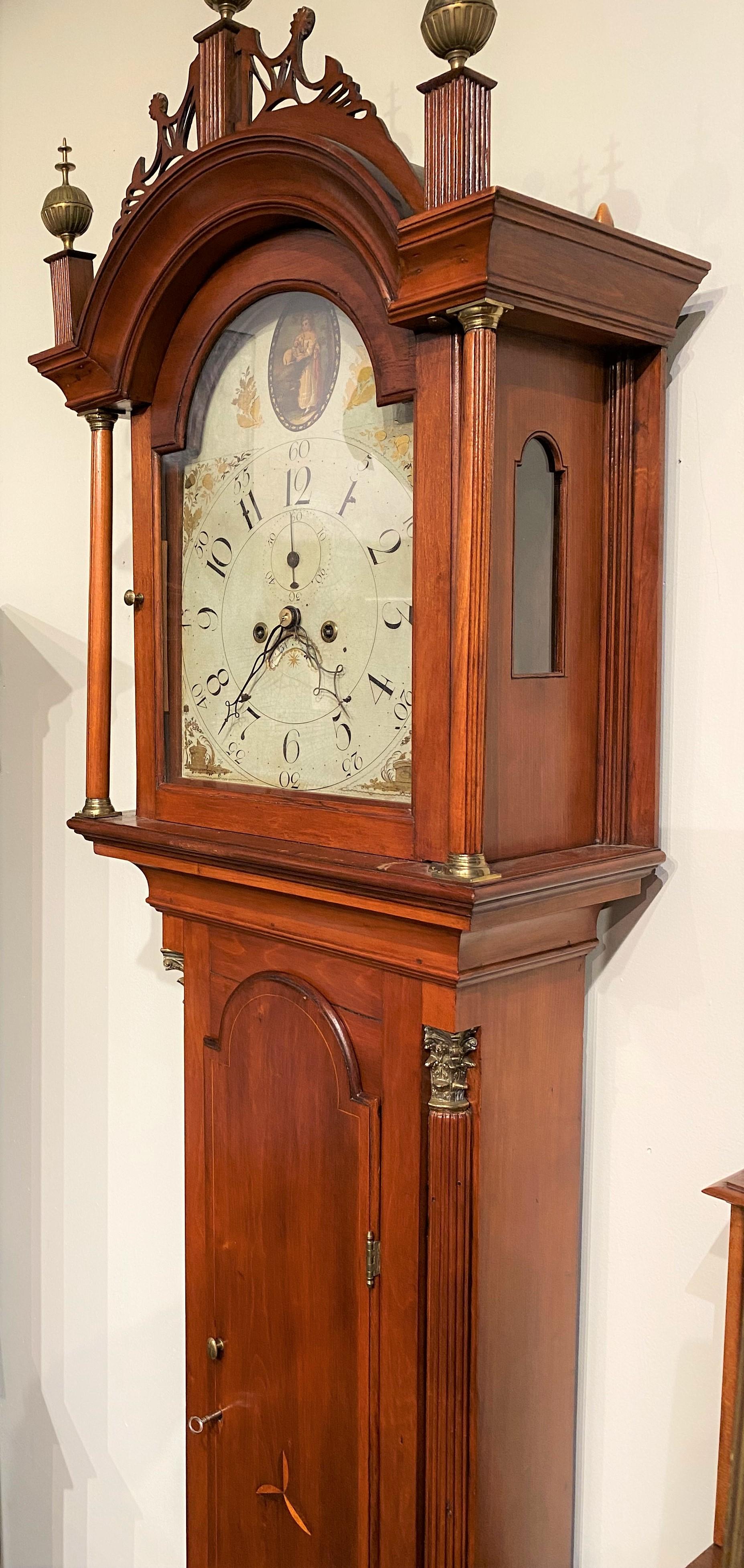 Connecticut Cherry Wood Tall Case Clock, with Chase-Plummer Family Provenance 1