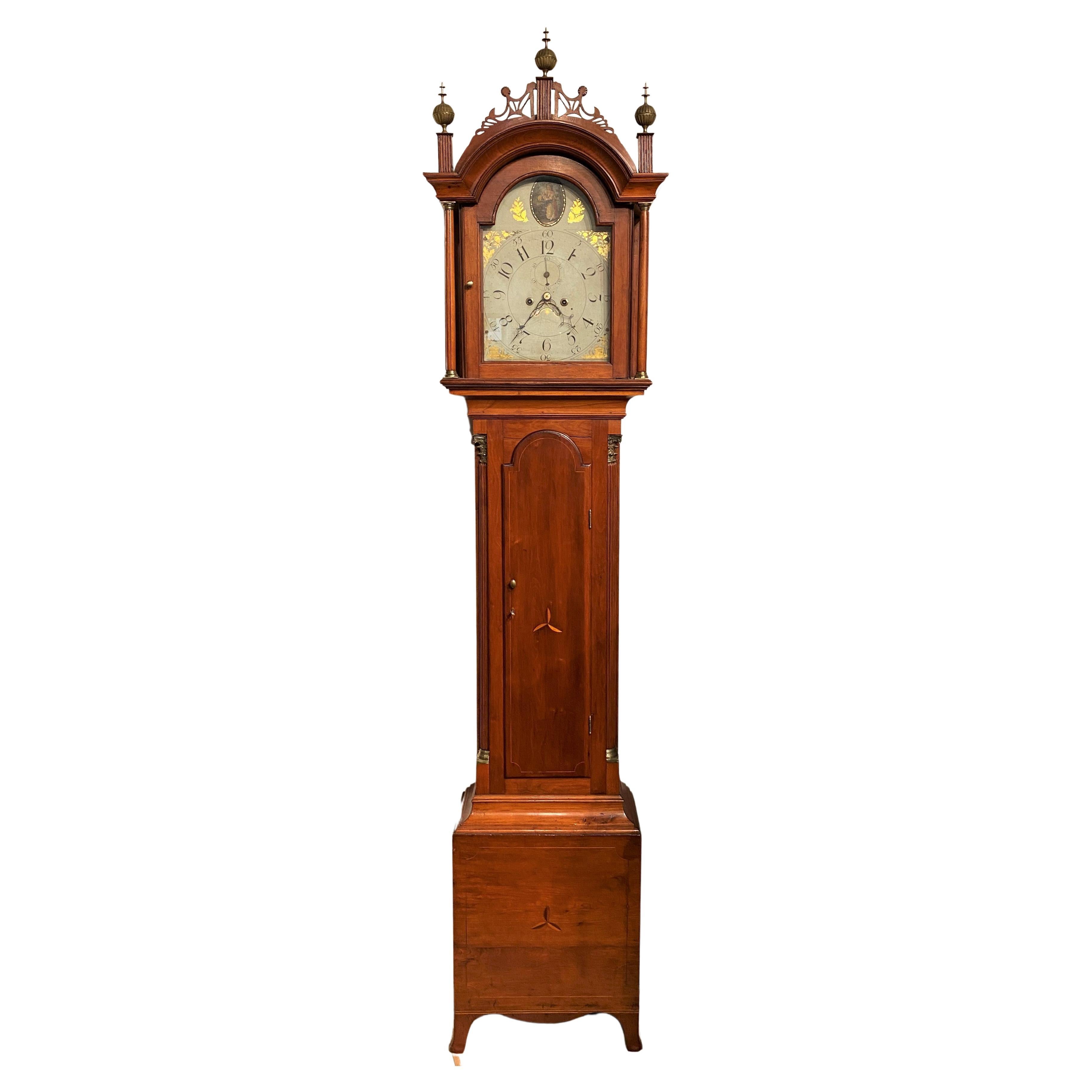 Connecticut Cherry Wood Tall Case Clock, with Chase-Plummer Family Provenance