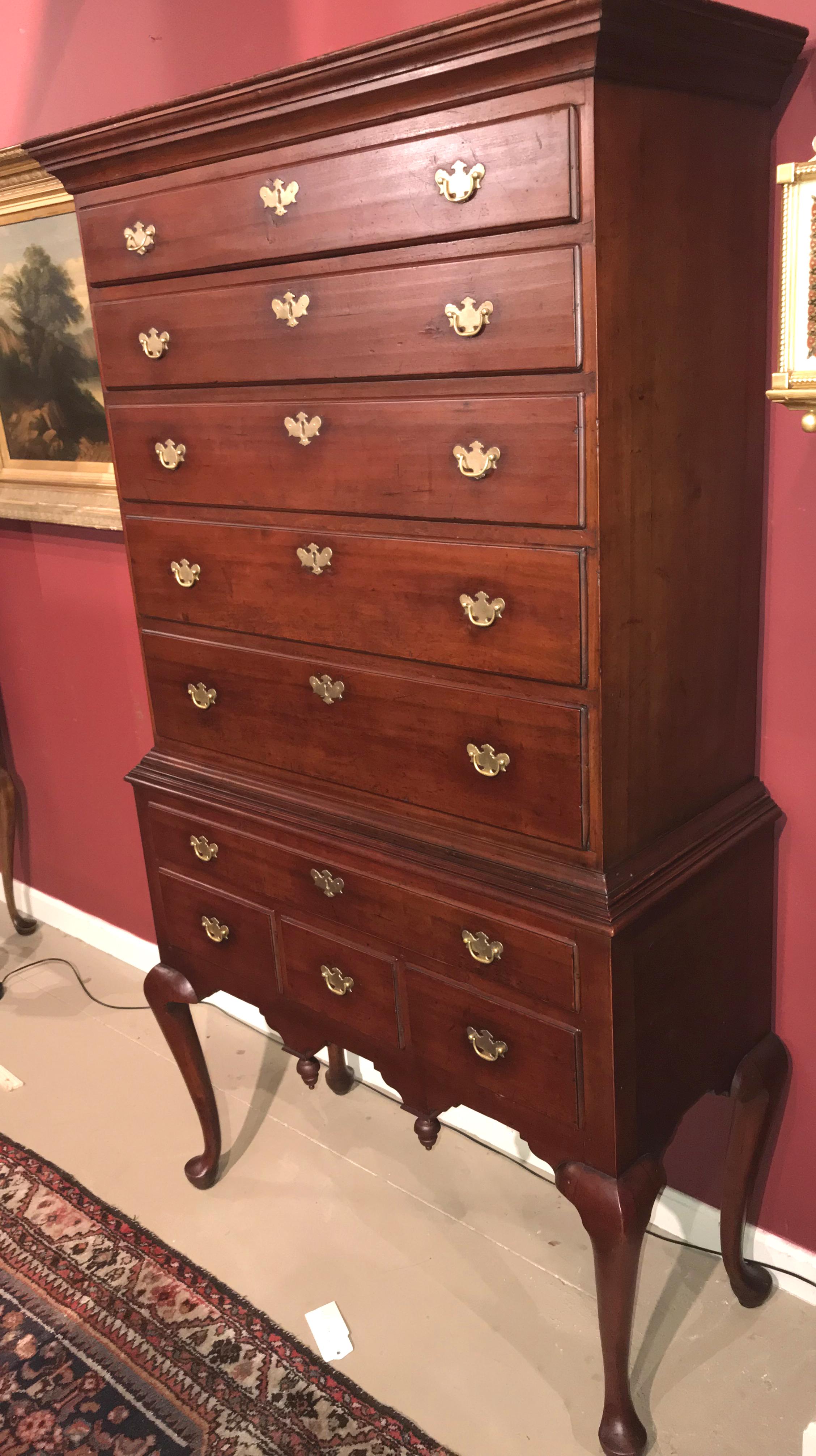 American Connecticut Maple Two-Part Highboy, circa 1750