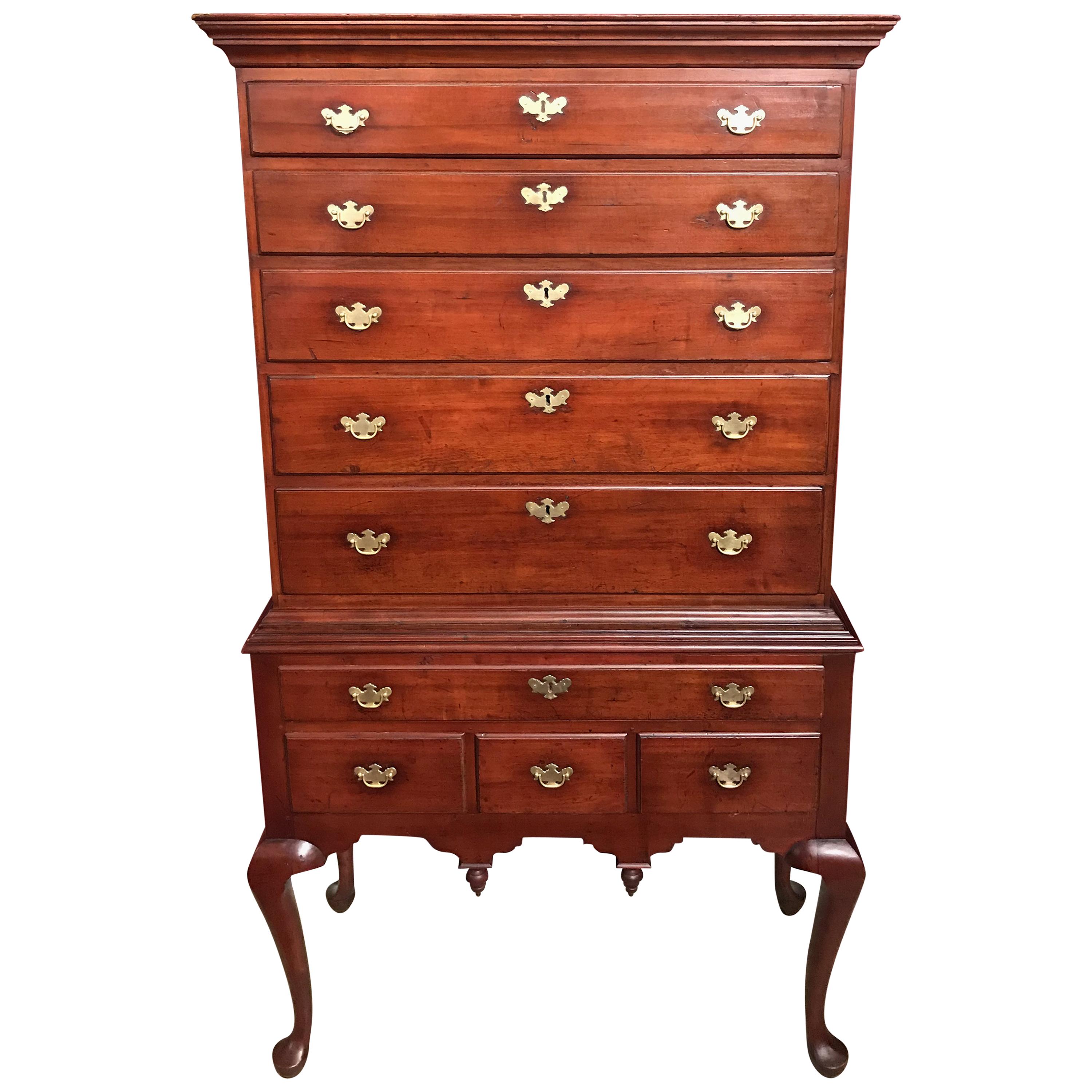 Connecticut Maple Two-Part Highboy, circa 1750