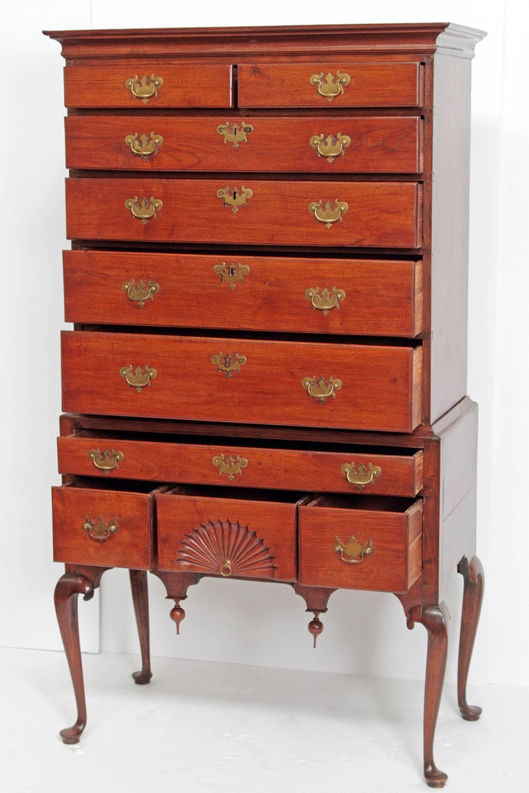 Connecticut Queen Anne FlatTop "Highboy" High Chest For Sale at 1stDibs