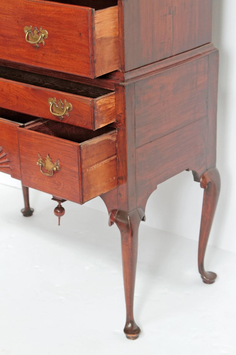 Connecticut Queen Anne FlatTop "Highboy" High Chest For Sale at 1stDibs