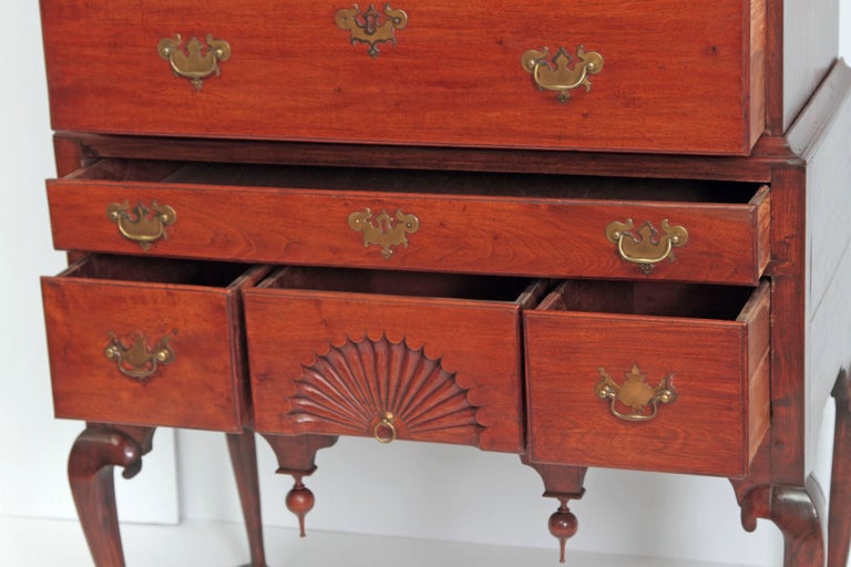 Connecticut Queen Anne FlatTop "Highboy" High Chest For Sale at 1stDibs