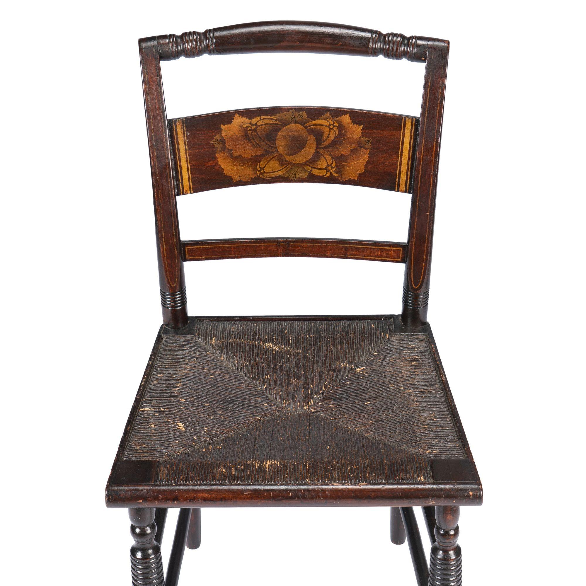Connecticut Valley Hitchcock rush seat side chair, 1820 For Sale 4