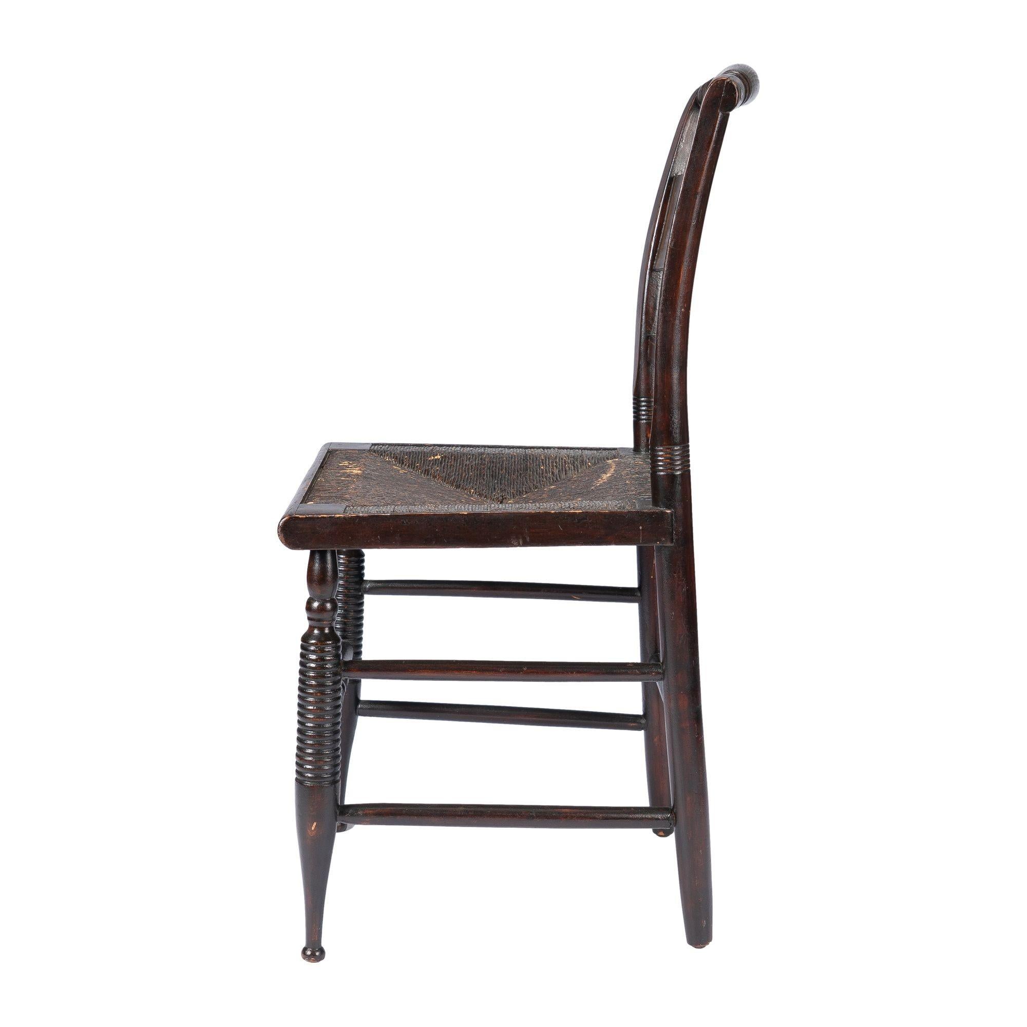Sheraton Connecticut Valley Hitchcock rush seat side chair, 1820 For Sale