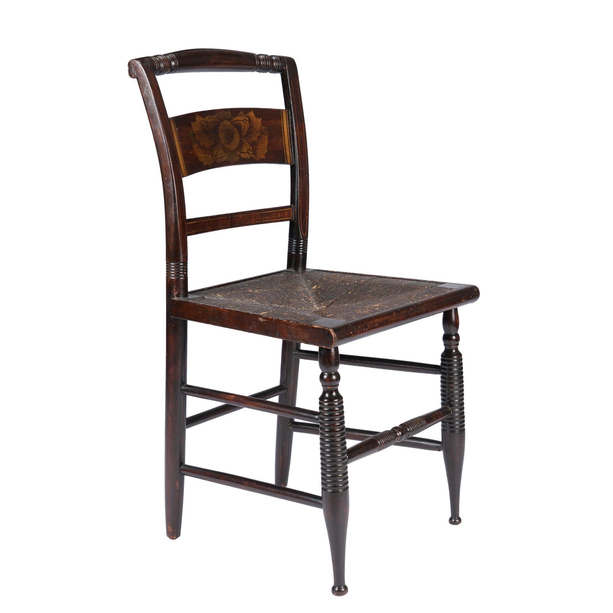 Connecticut Valley Hitchcock rush seat side chair, 1820 For Sale 2