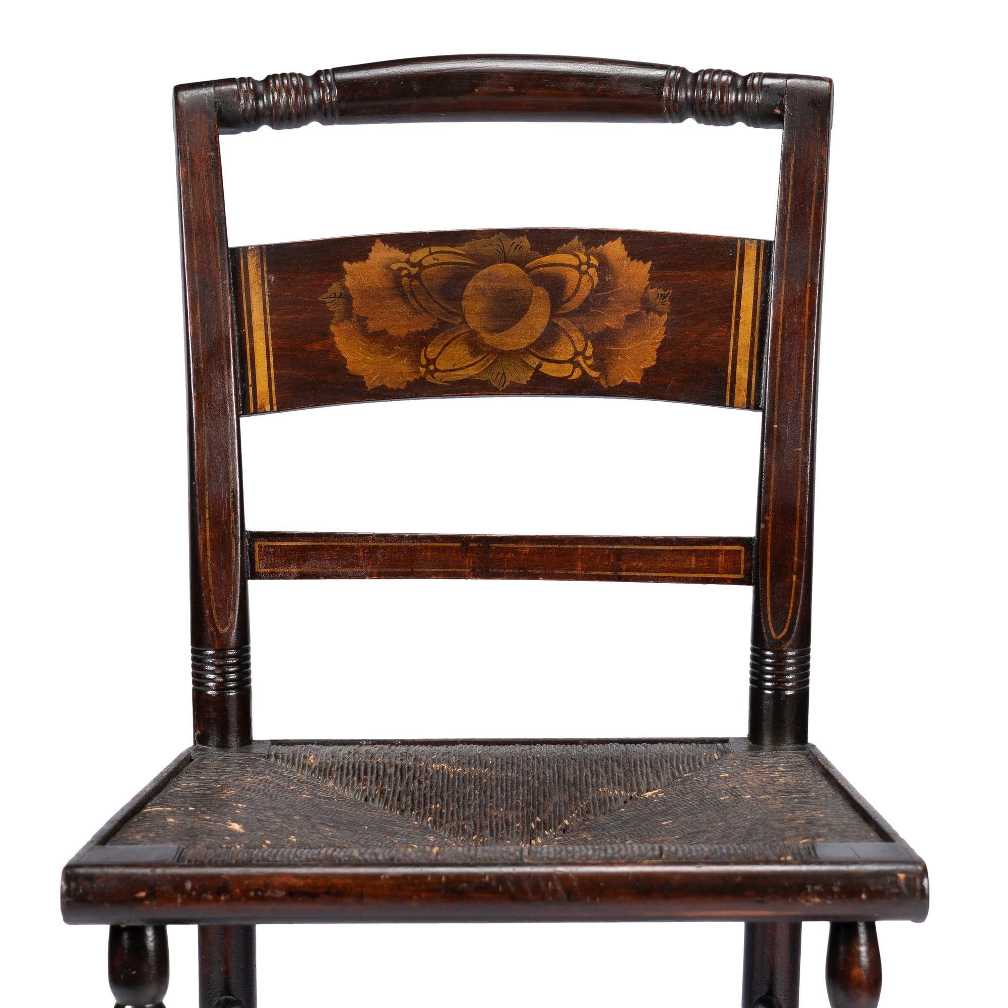 Connecticut Valley Hitchcock rush seat side chair, 1820 For Sale 3