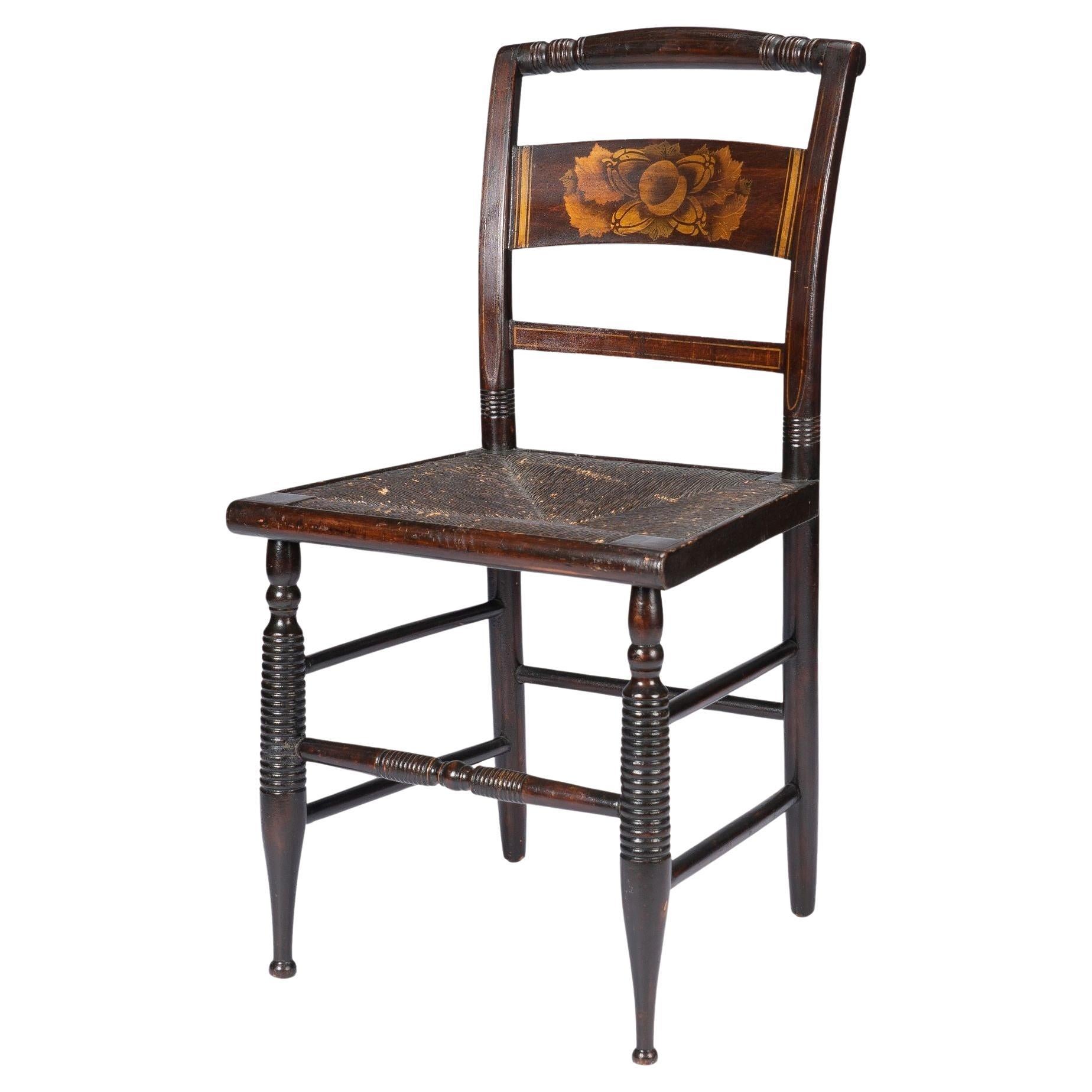 Connecticut Valley Hitchcock rush seat side chair, 1820 For Sale