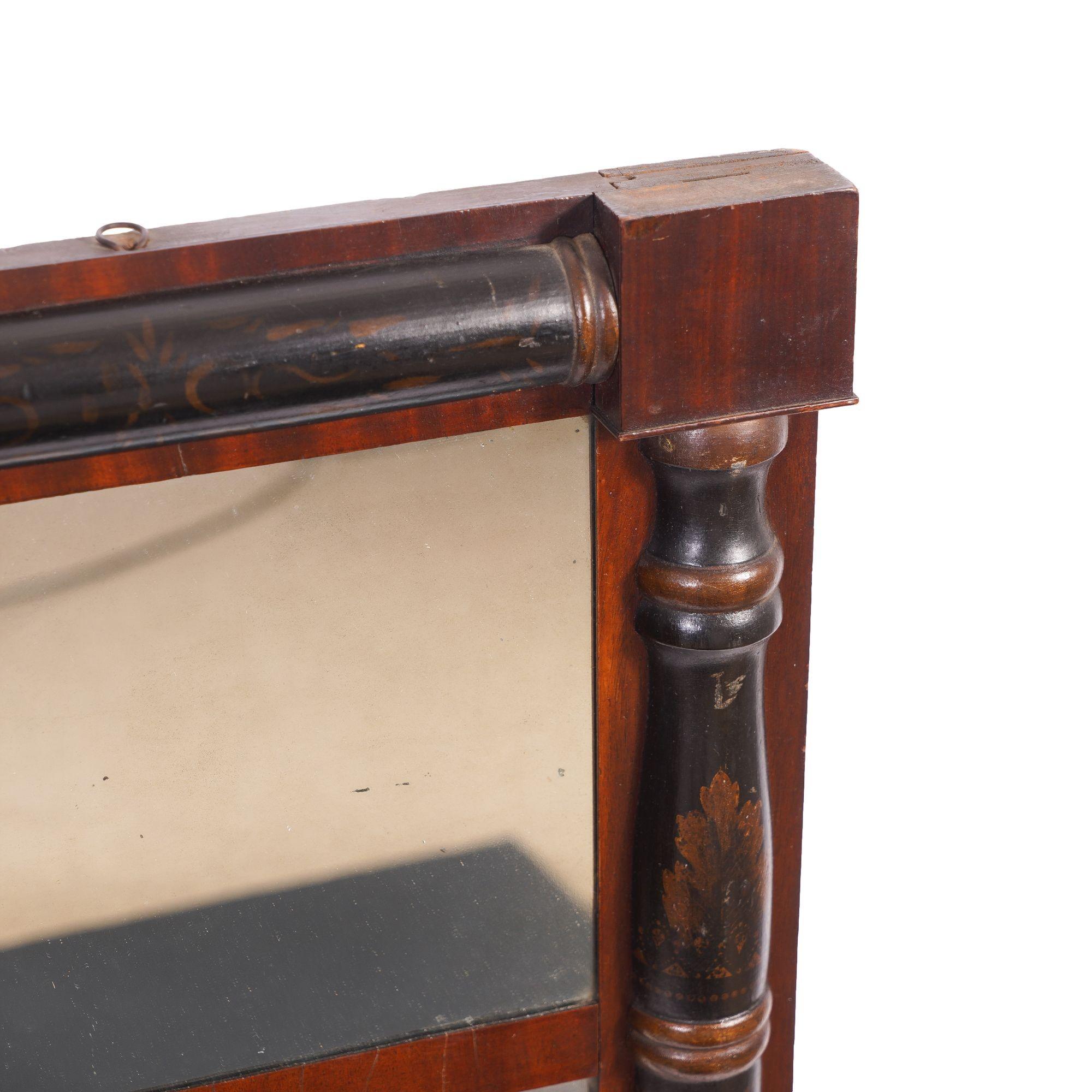 American Connecticut Valley stenciled split baluster mirror, c. 1820-30 For Sale