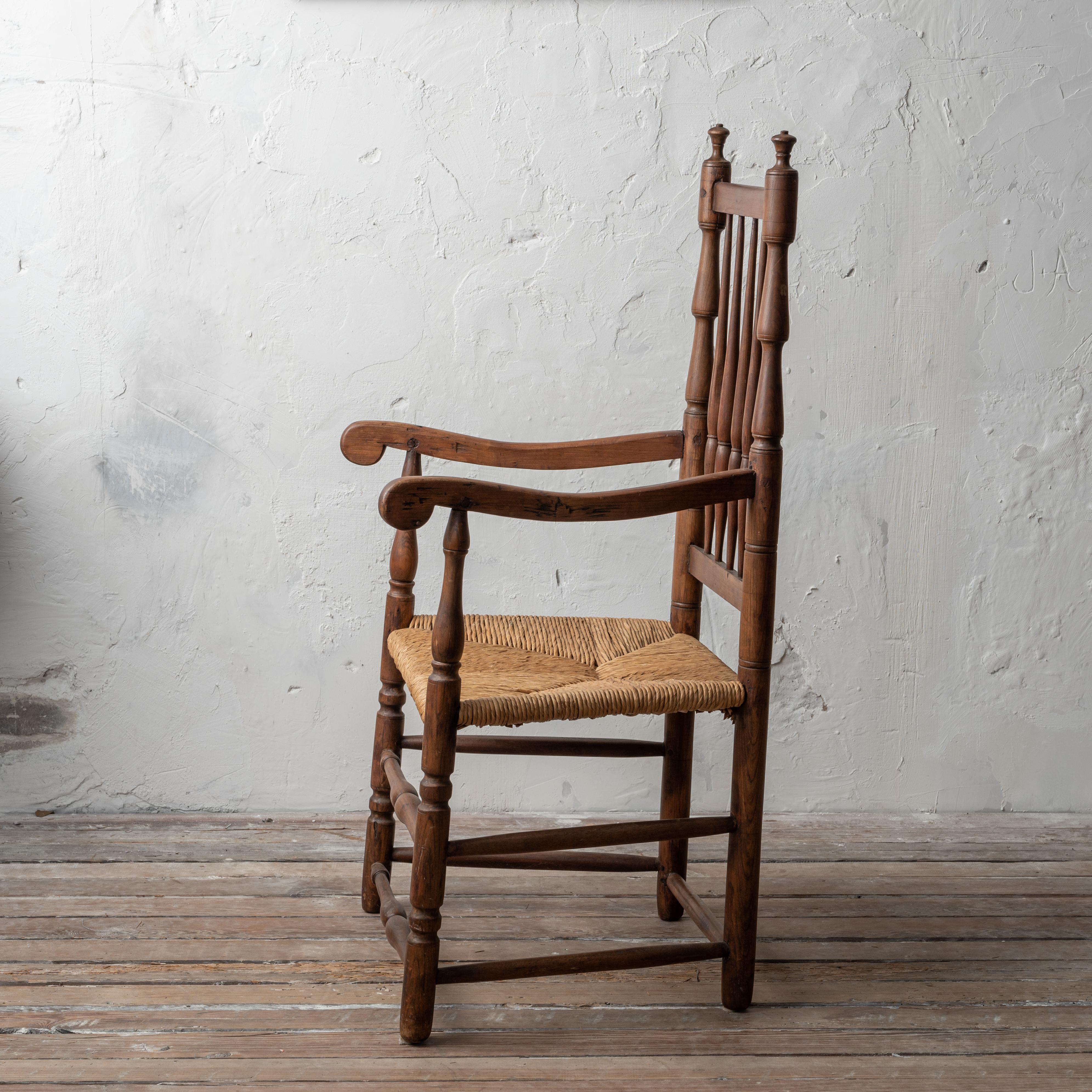 Rush Connecticut William & Mary Armchair, 18th Century For Sale