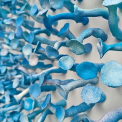 Connection, blue #26. Clay Wall sculpture on canvas.