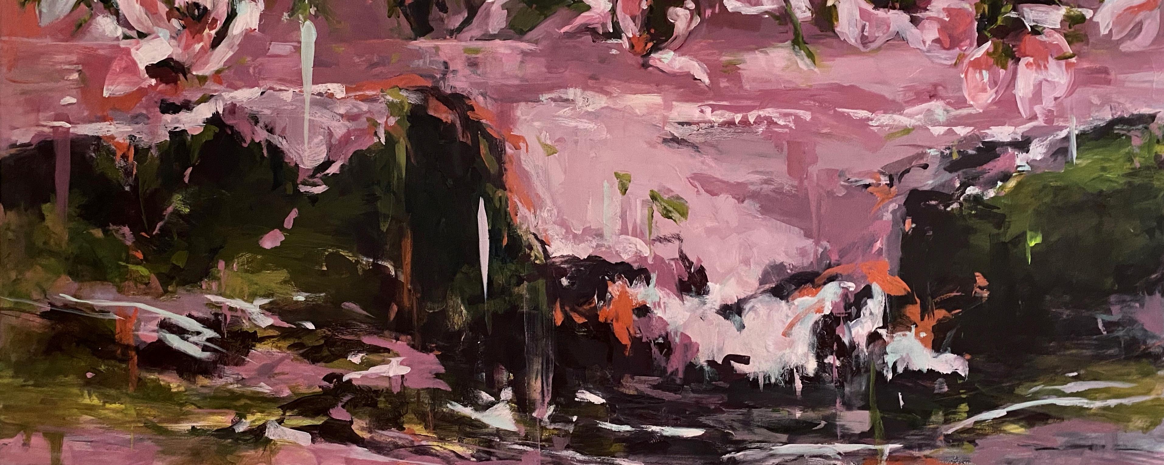 Eventide 35 x 65 in  Dynamic abstraction Tides Sunset Botanical Shapes Sunset For Sale 1
