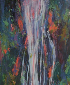 Falling Meadows 72 x 34 in Waterfall Landscape Nature Oil on canvas Framed