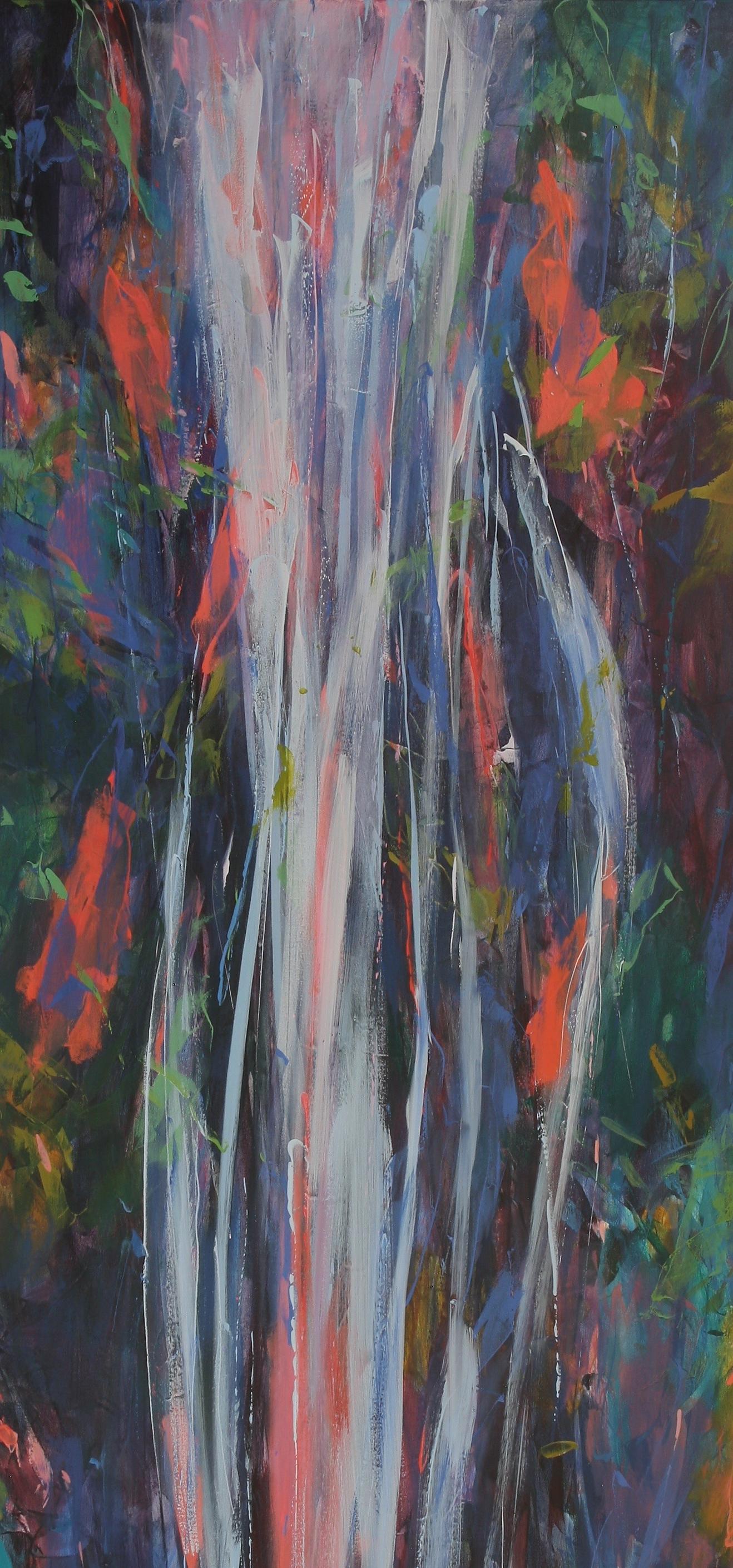 .Falling Meadow 72” x 34” oil on canvas $13,500.00
“Falling Meadow” is a lovely soft abstraction depicting a sweet spring waterfall cascading down the cool blues and greens of the fern lined banks. Look for shipping credit when you check out.

