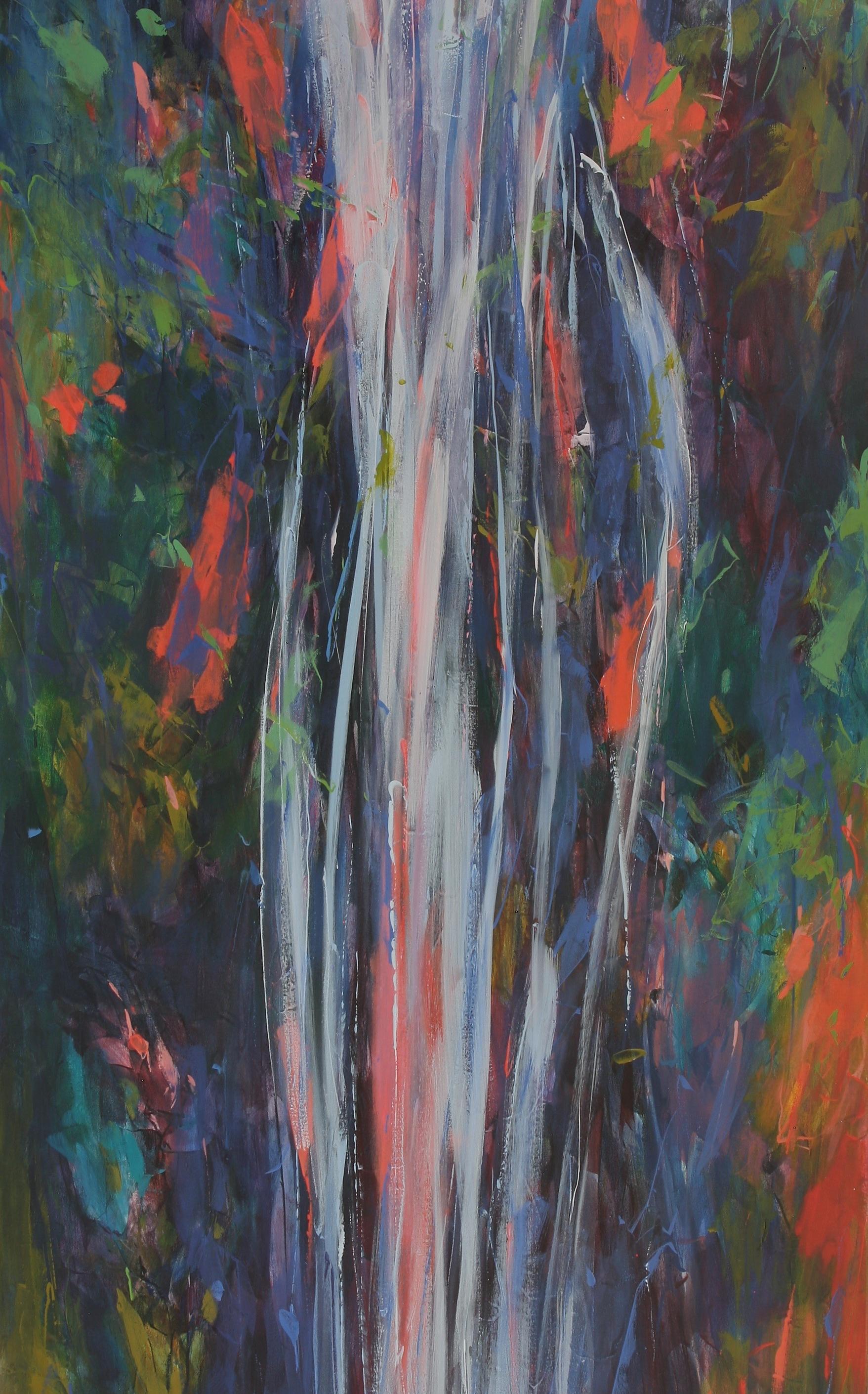 Falling Meadows 72 x 34 in Waterfall Landscape Nature Oil on canvas Framed For Sale 1