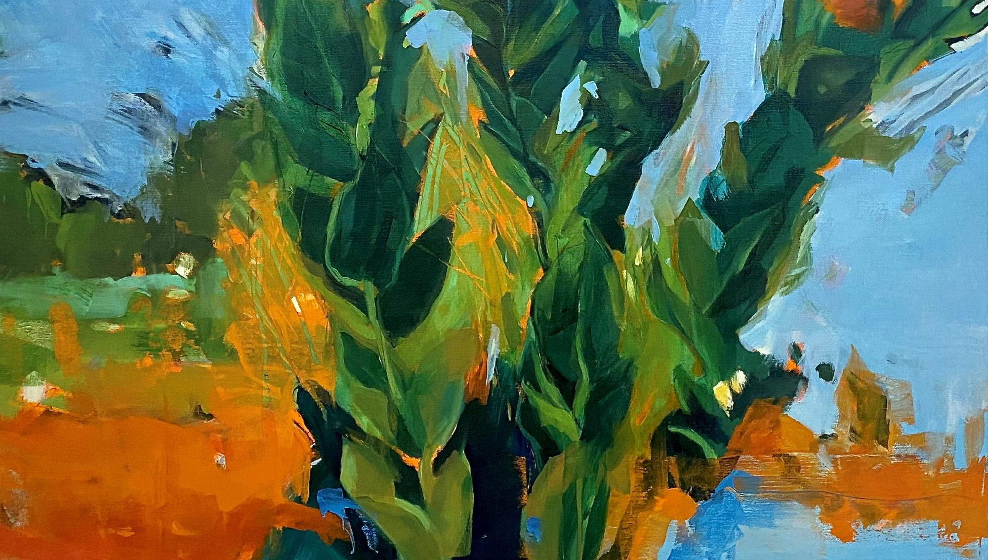 Celebrazione di fine estate Espressionismo astratto   Incorniciato  Prateria nera del Texas - Painting di Connie Connally
