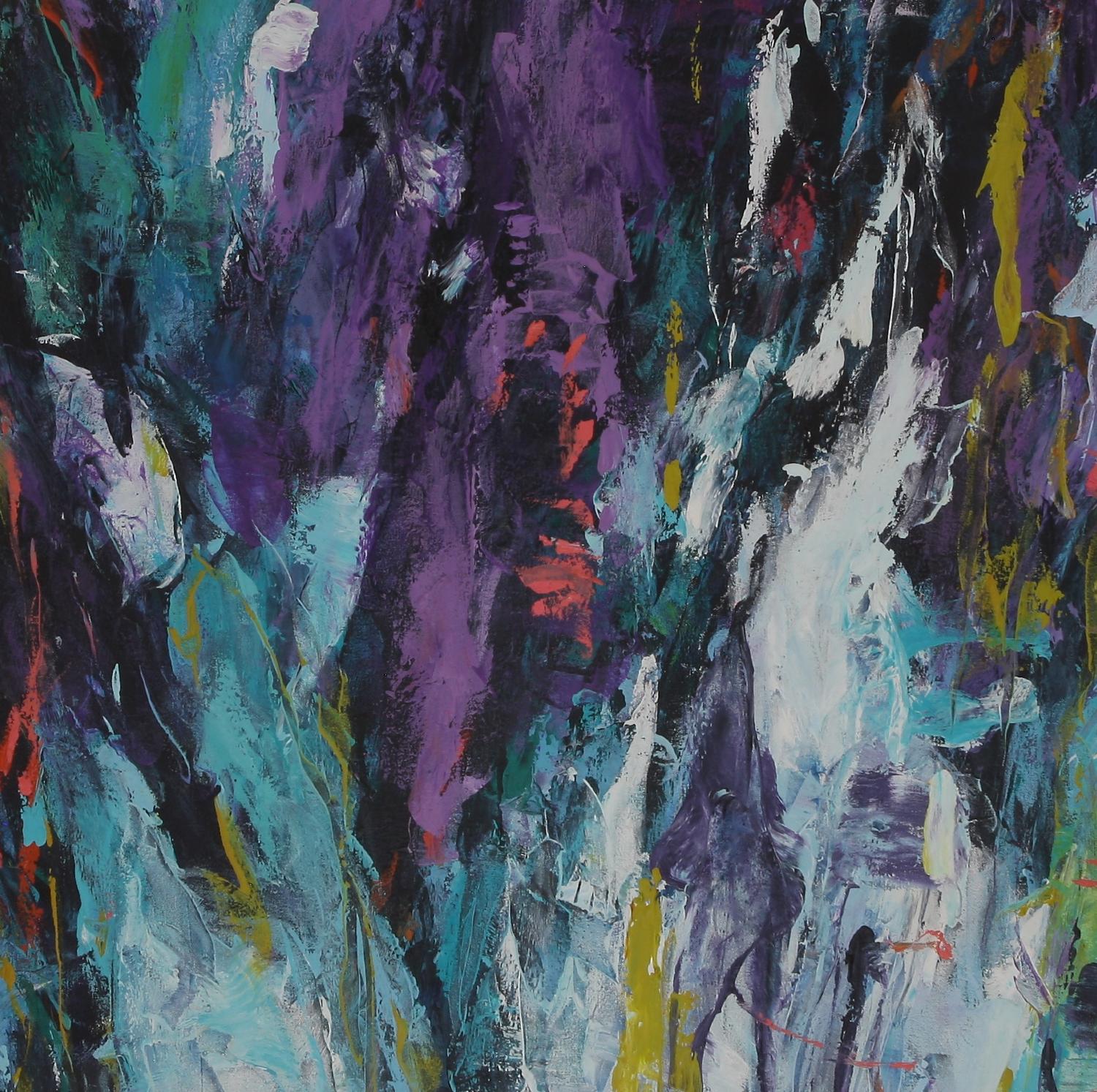 SKY A MUSE FOR THE SEA II (2) Oil on Canvas Abstract Expressionism 34x34 Framed - Painting by Connie Connally
