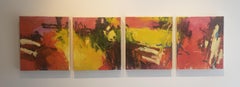 Summer Frolic, Oil on Canvas, Abstract . FREE SHIPPING, Four Pieces 16 x 18