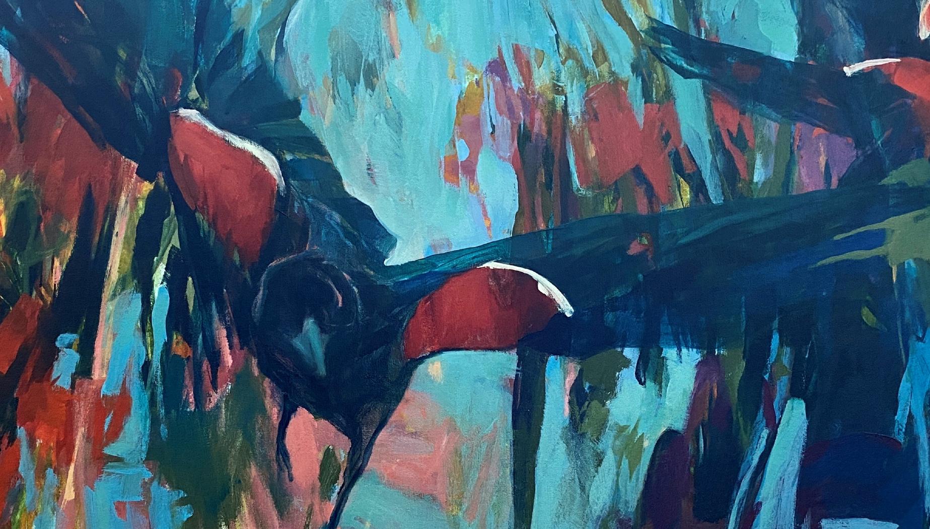 Through the Reeds  Blackland Prairie of Texas Abstract Expressionism TX Artist - Abstract Expressionist Painting by Connie Connally