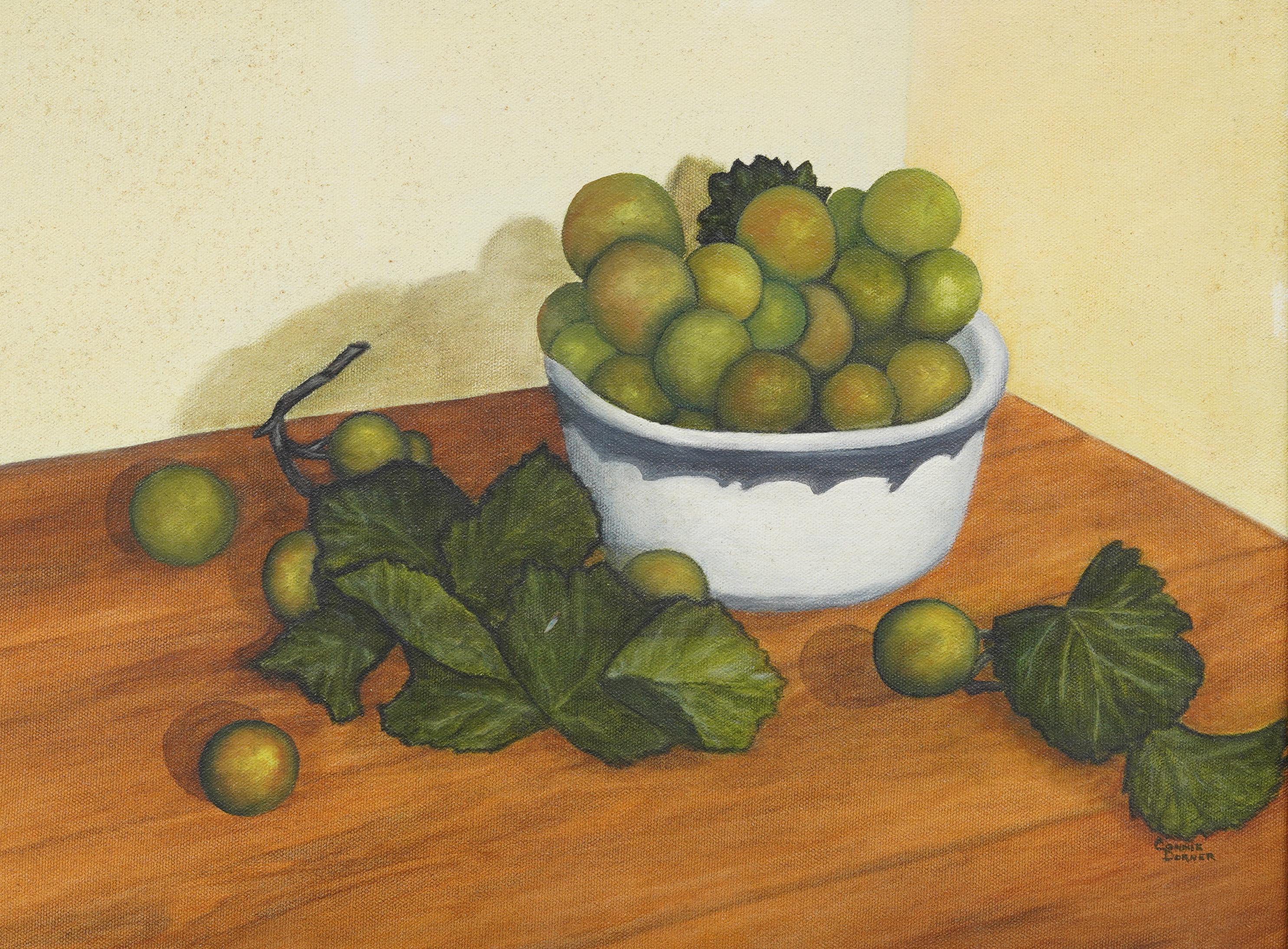 Una bella pittura ad olio di natura morta modernista americana.  Incorniciato.  Olio su tela.  Firmato.  Dimensioni dell'immagine, 16H per 20L.